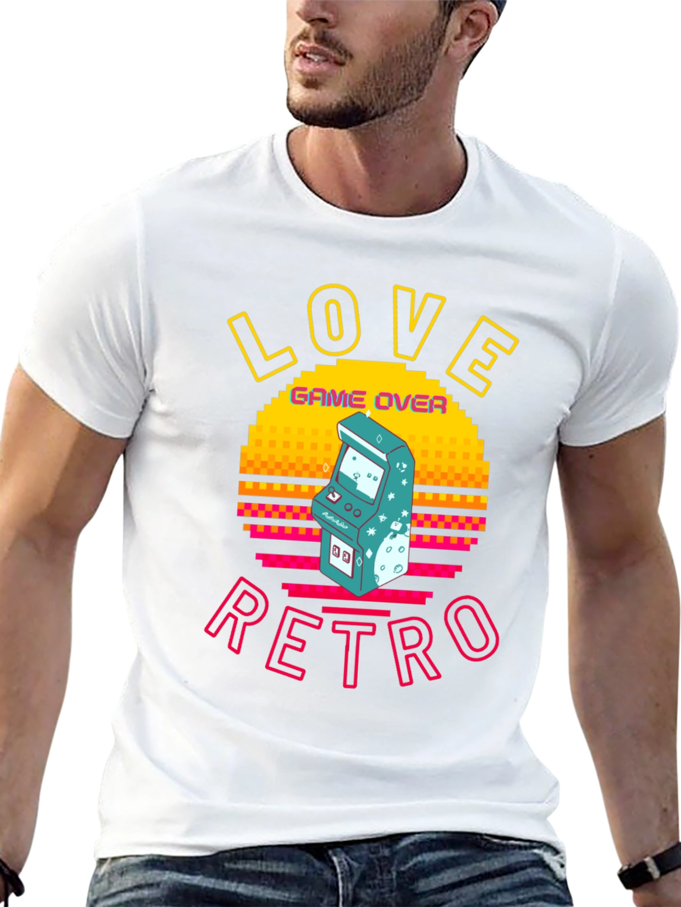 Love Retro Game Over Graphic Tee - Black
