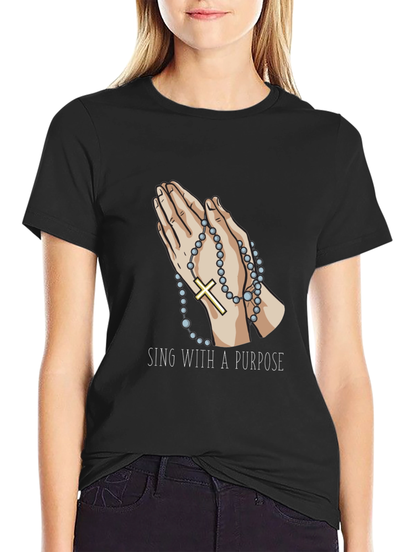 Praying Hands Rosary T-Shirt