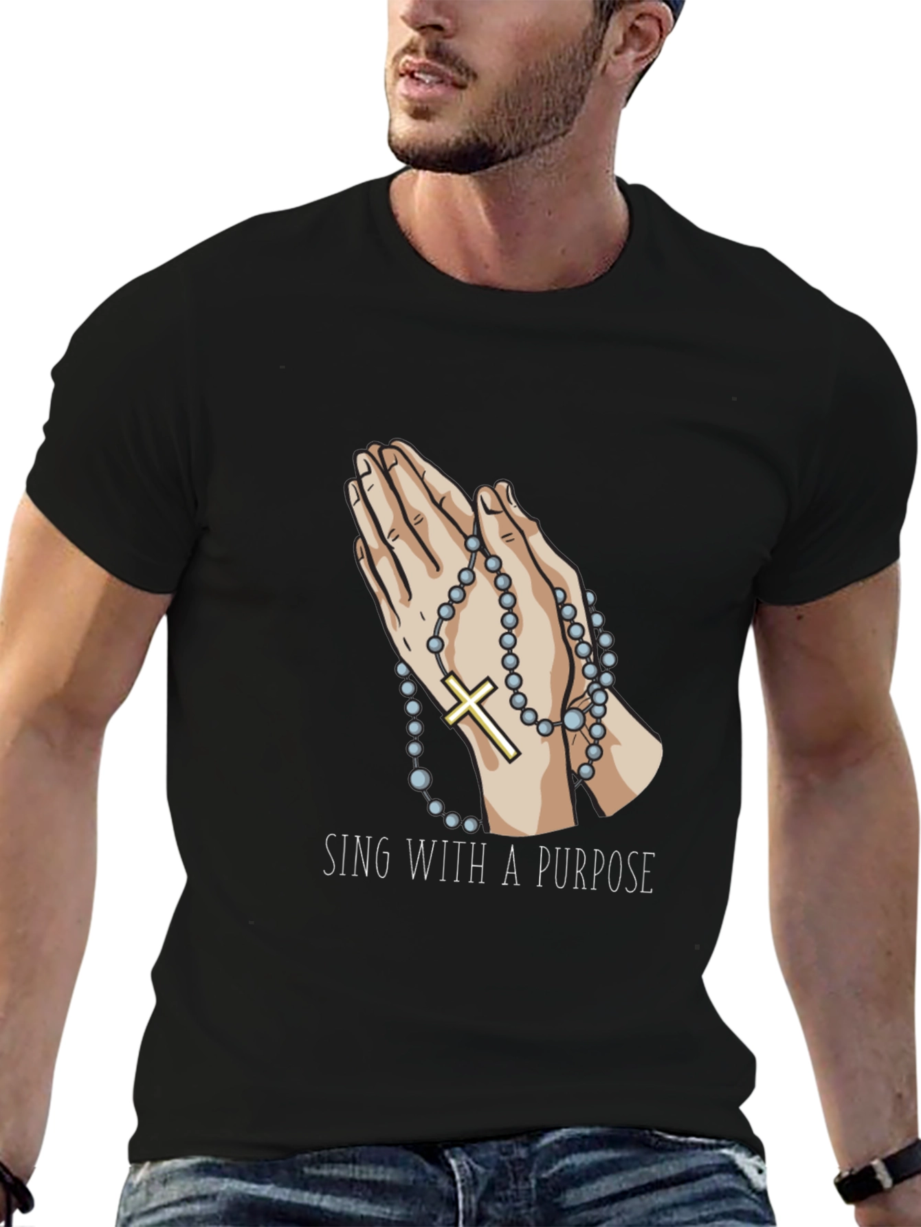Praying Hands Rosary T-Shirt
