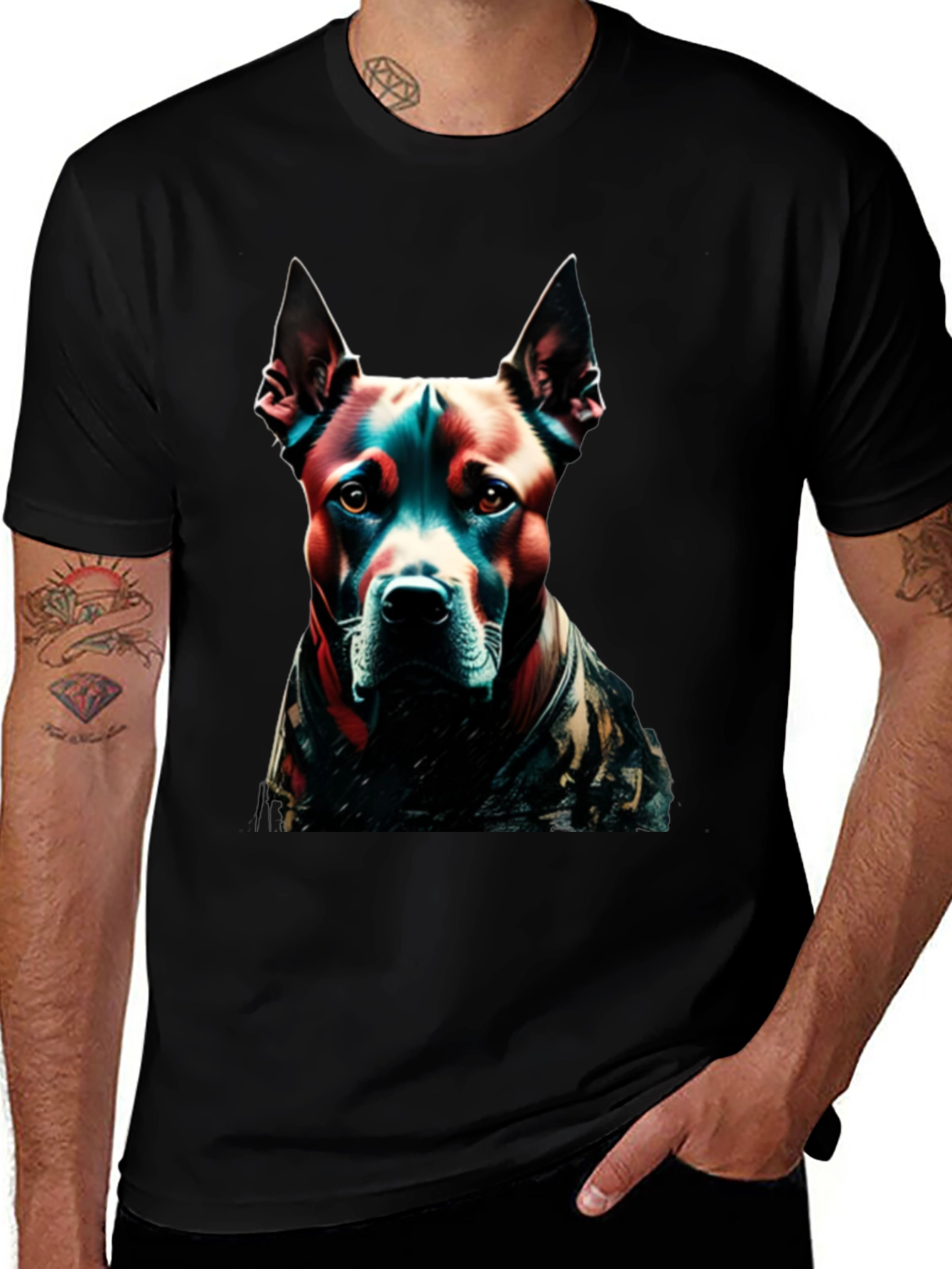 Cool Dog Graphic Tee - Black Cotton Blend
