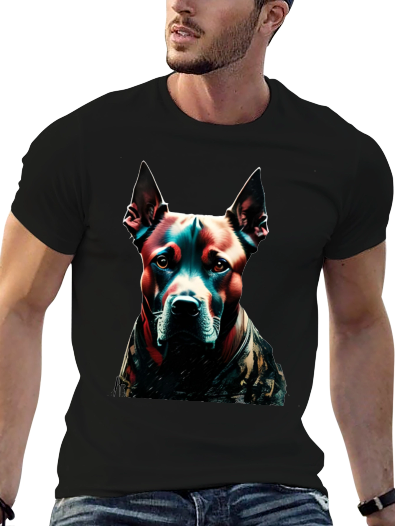 Cool Dog Graphic Tee - Black Cotton Blend