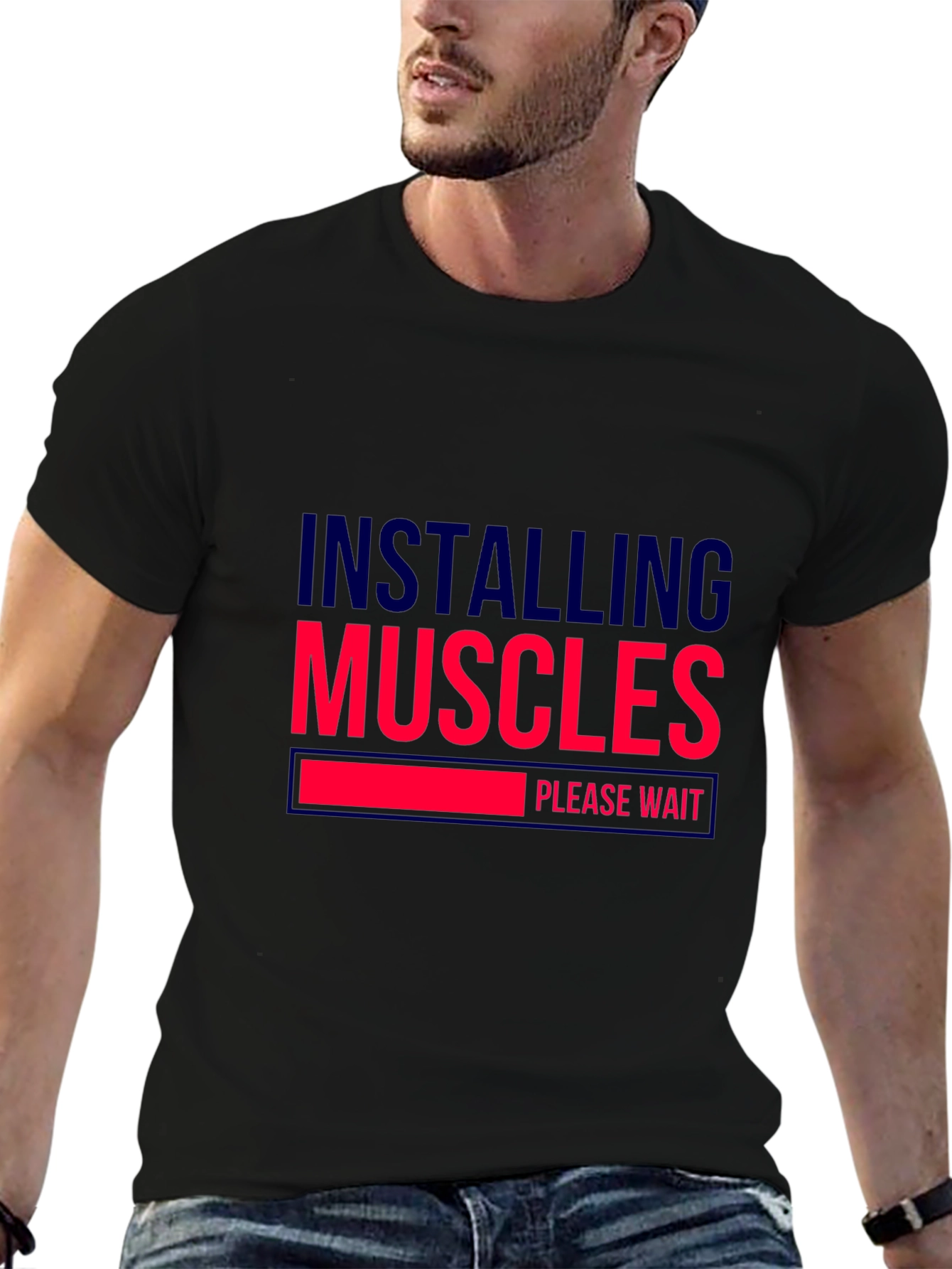 Installing Muscles Black Graphic Tee