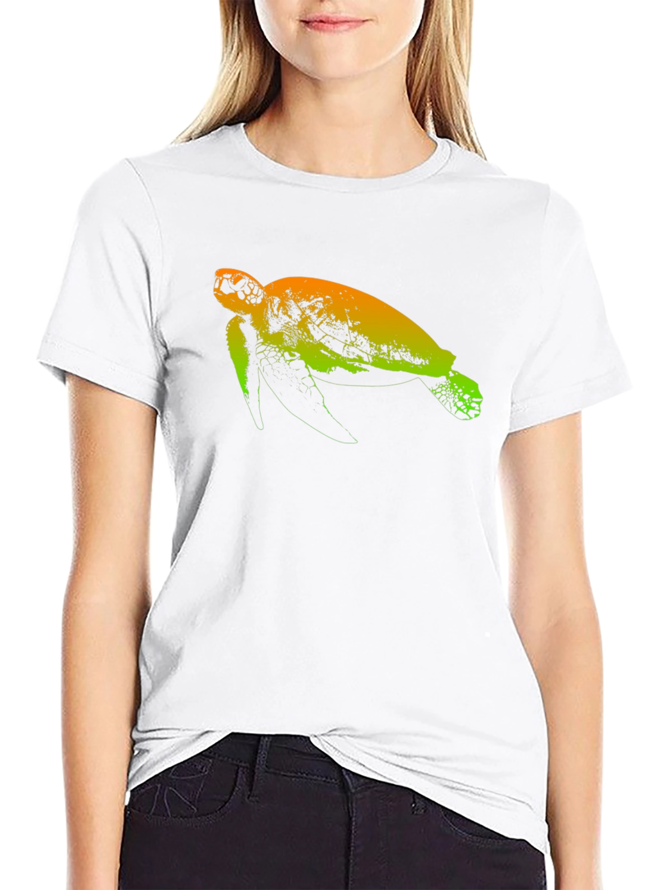 Sea Turtle Graphic Tee - Black Cotton T-Shirt