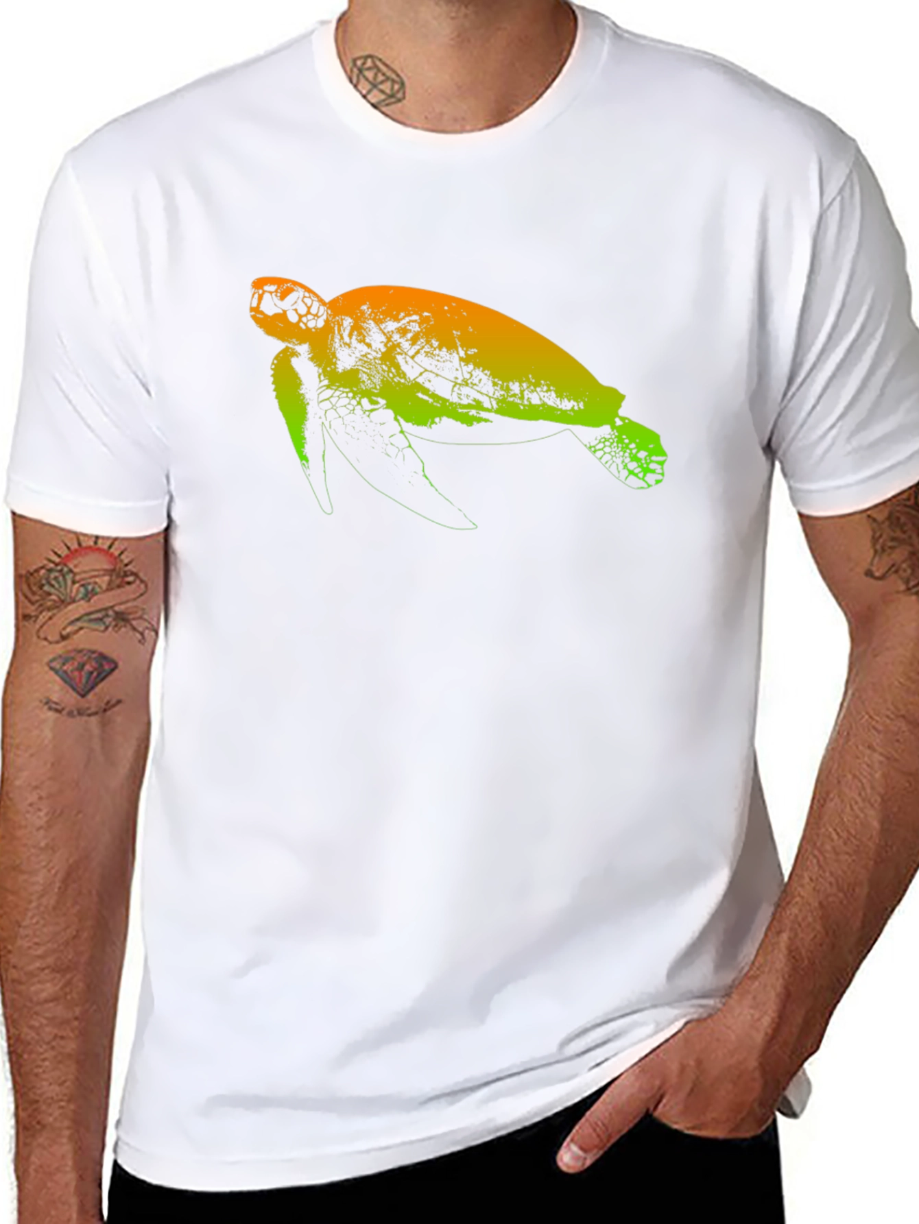 Sea Turtle Graphic Tee - Black Cotton T-Shirt