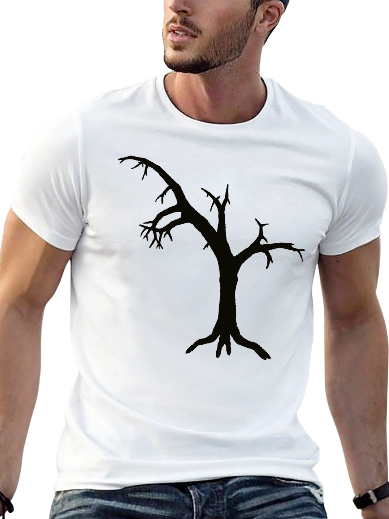 Silhouette Tree Graphic Tee - Modern Black T-Shirt