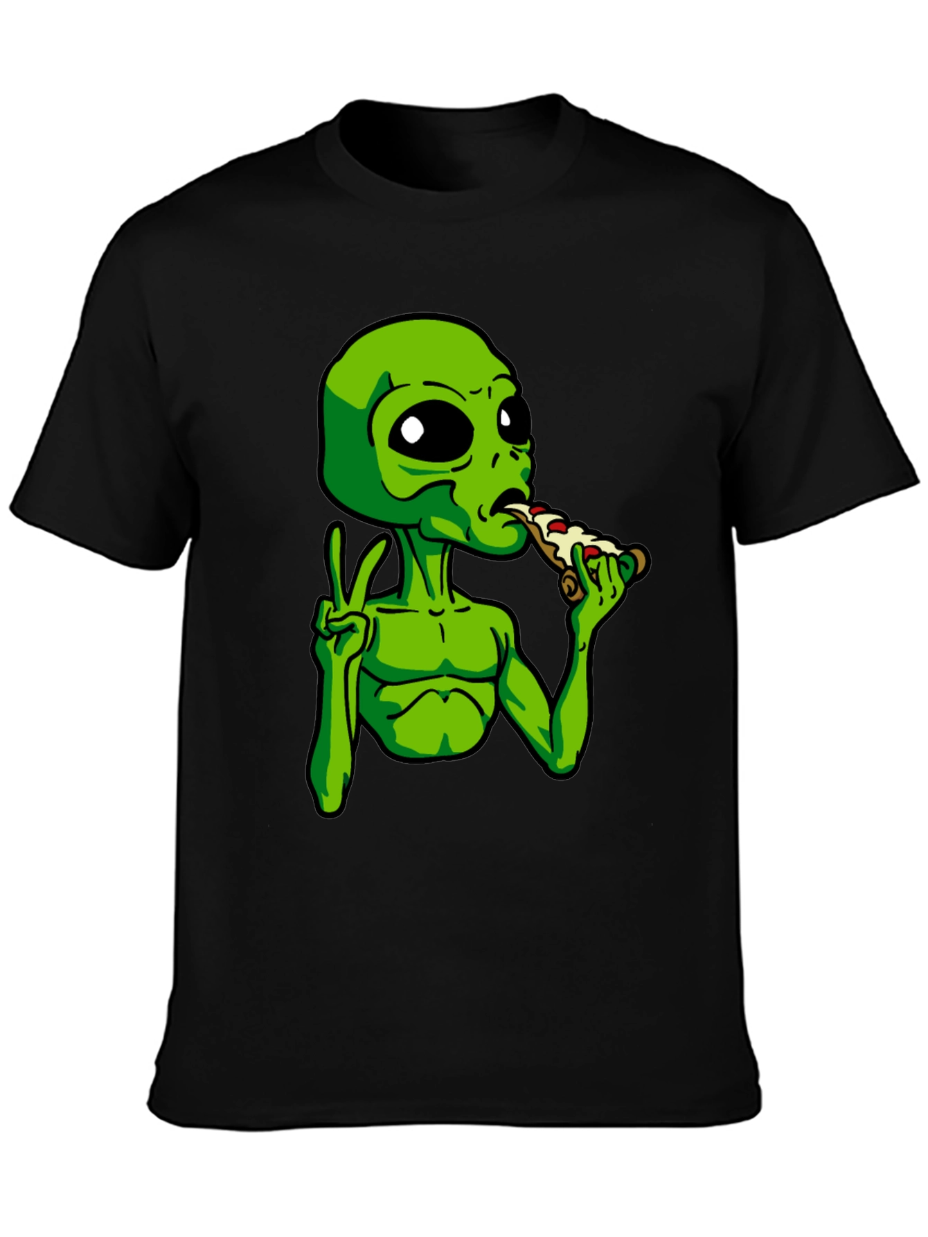 Alien Peace Pizza Graphic T-Shirt