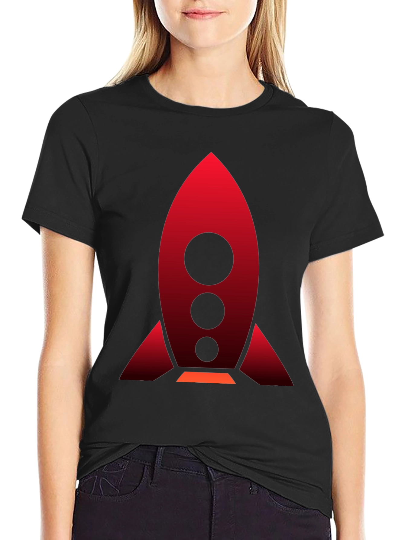 Rocket Graphic Black T-Shirt | Bold Space Design