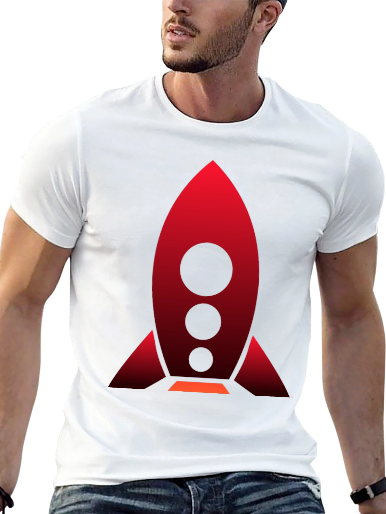 Rocket Graphic Black T-Shirt | Bold Space Design