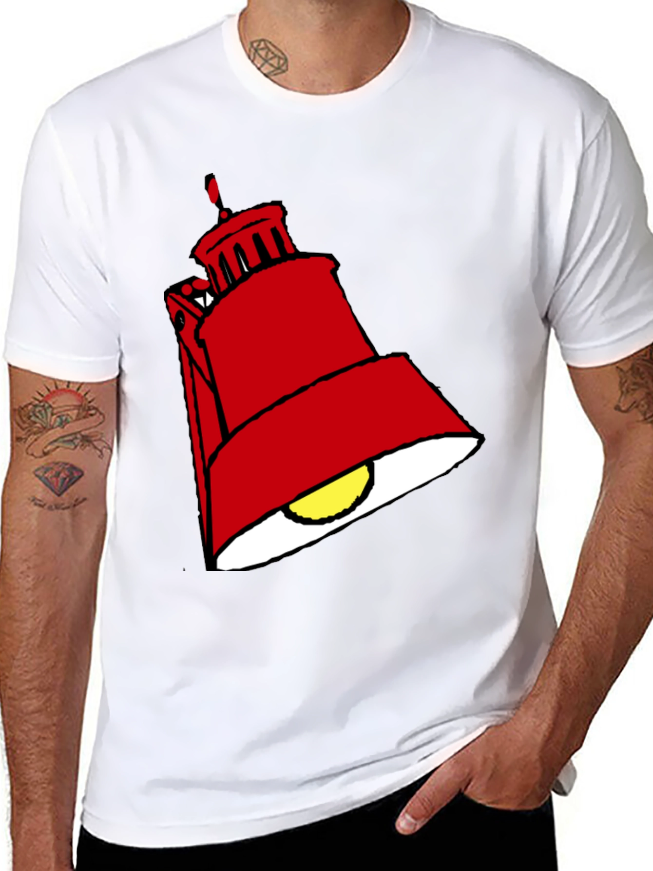 Red Lamp Graphic Black T-Shirt