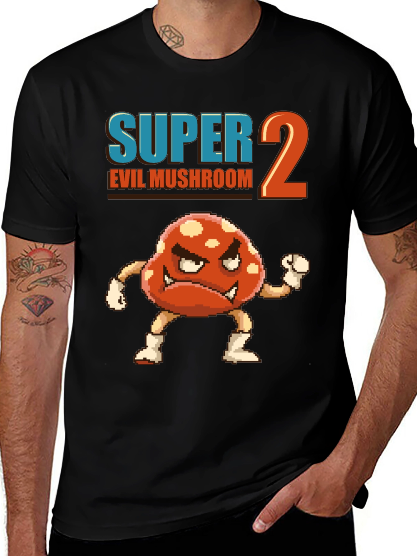 Super 2 Evil Mushroom Graphic T-Shirt