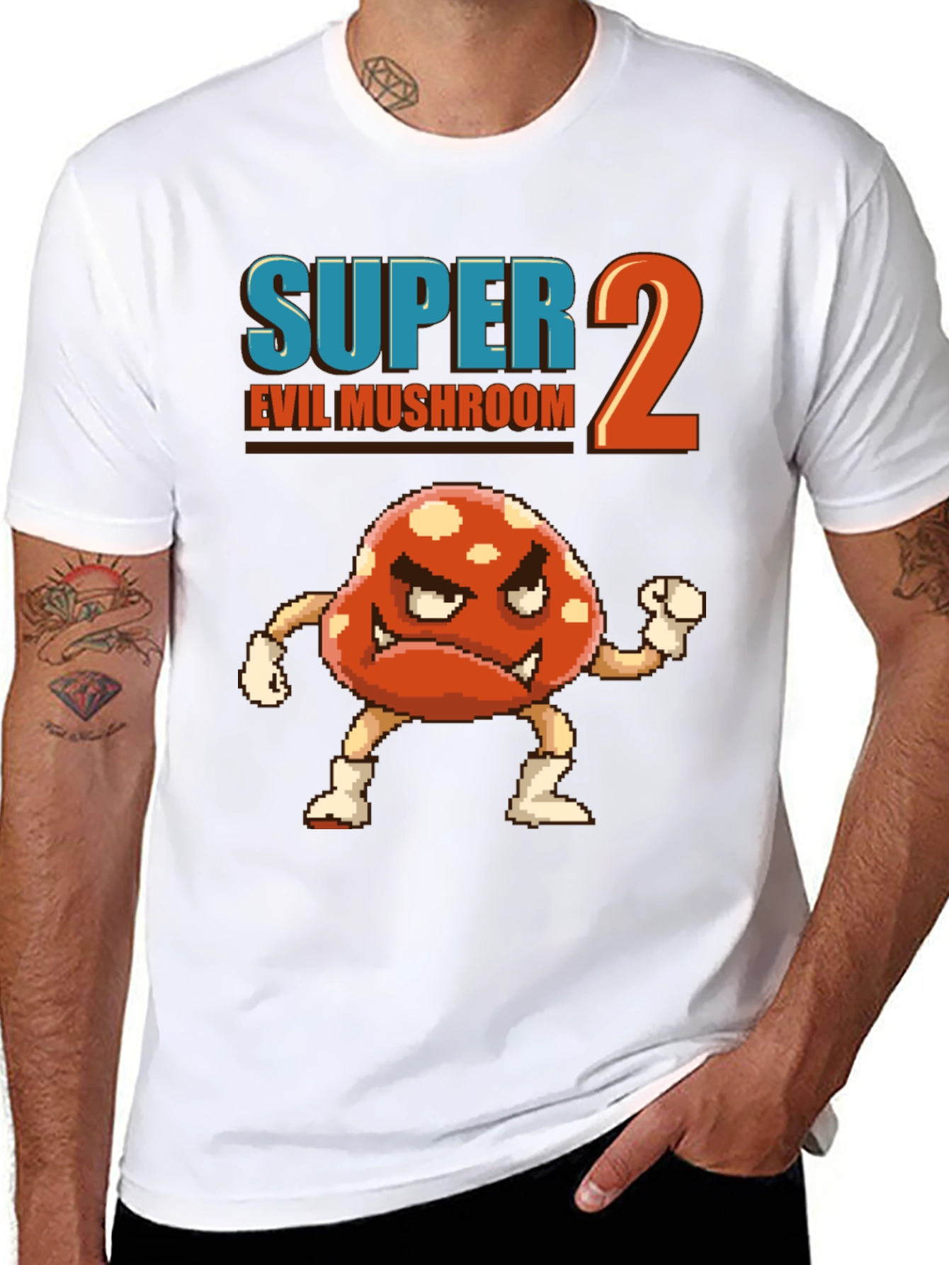 Super 2 Evil Mushroom Graphic T-Shirt