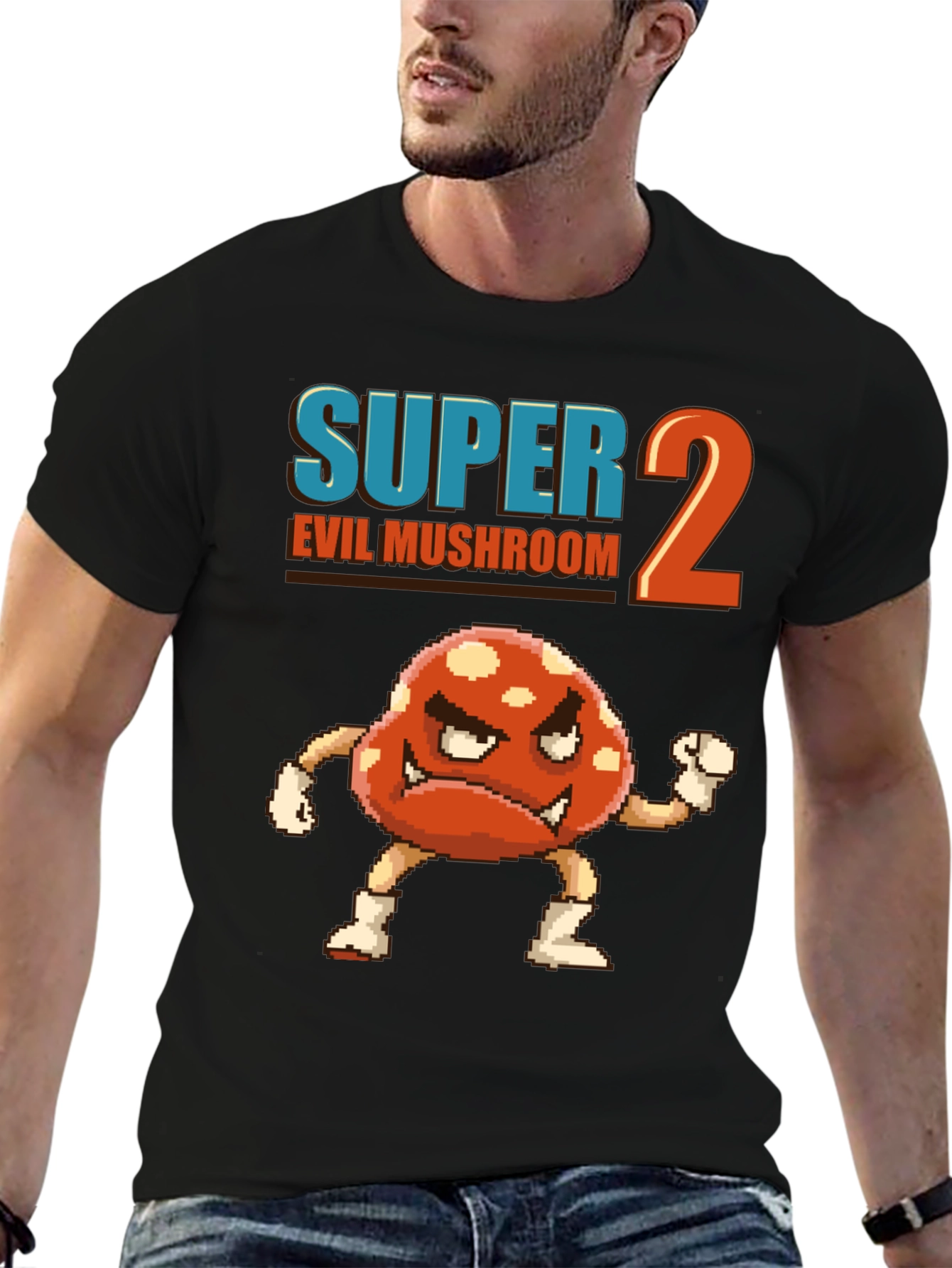 Super 2 Evil Mushroom Graphic T-Shirt