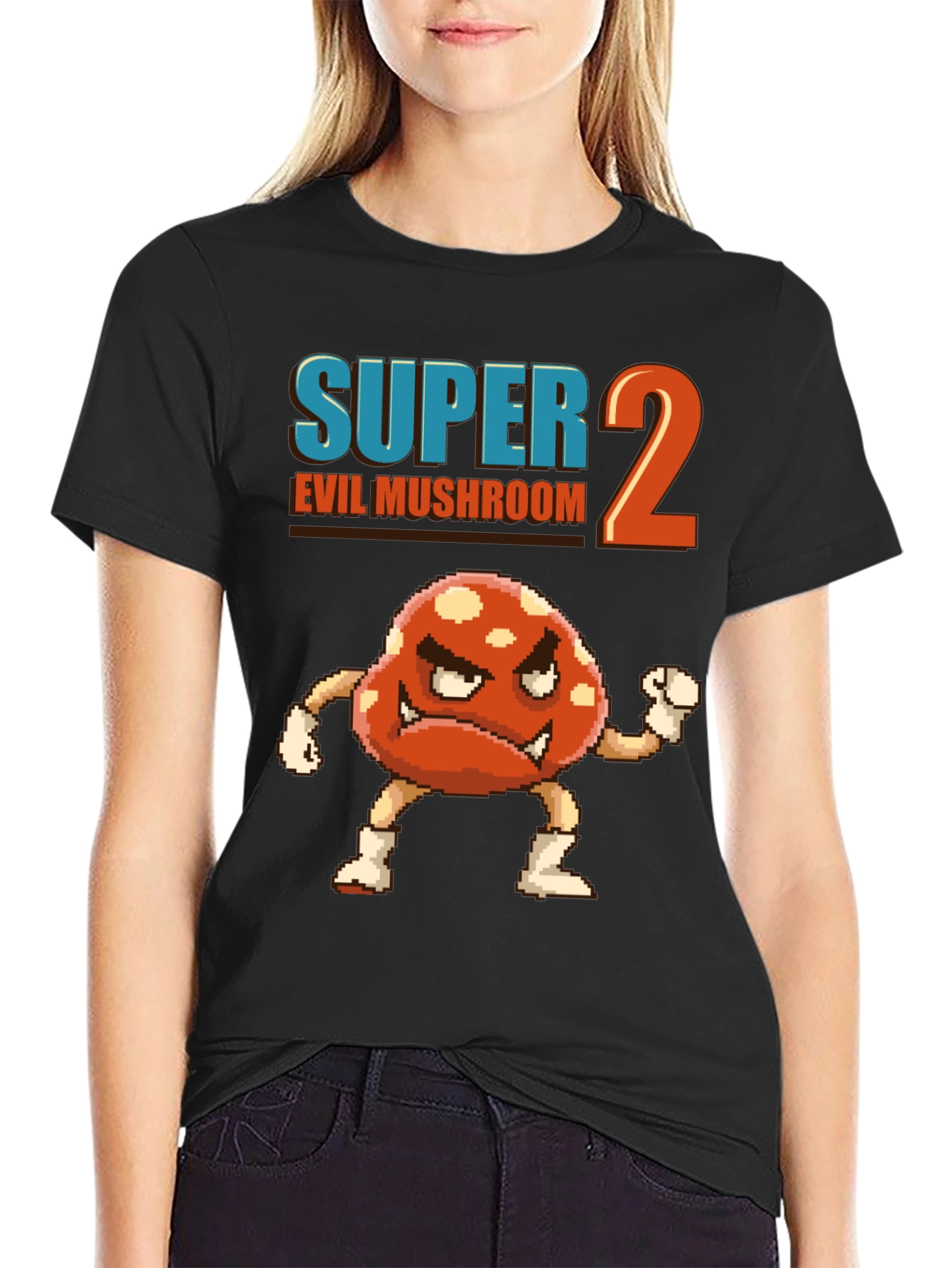 Super 2 Evil Mushroom Graphic T-Shirt