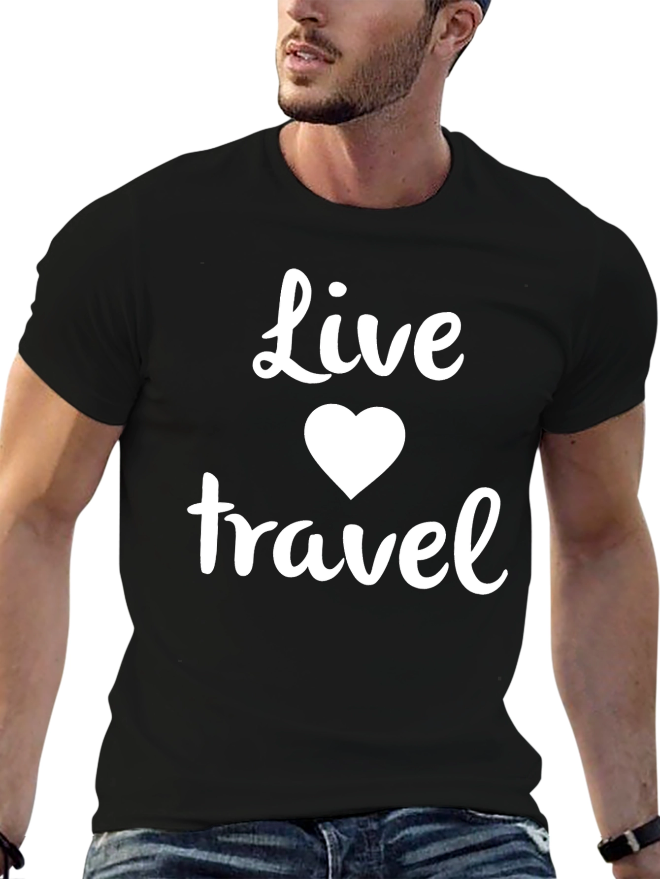 Live Travel Heart T-Shirt - Soft Cotton Tee