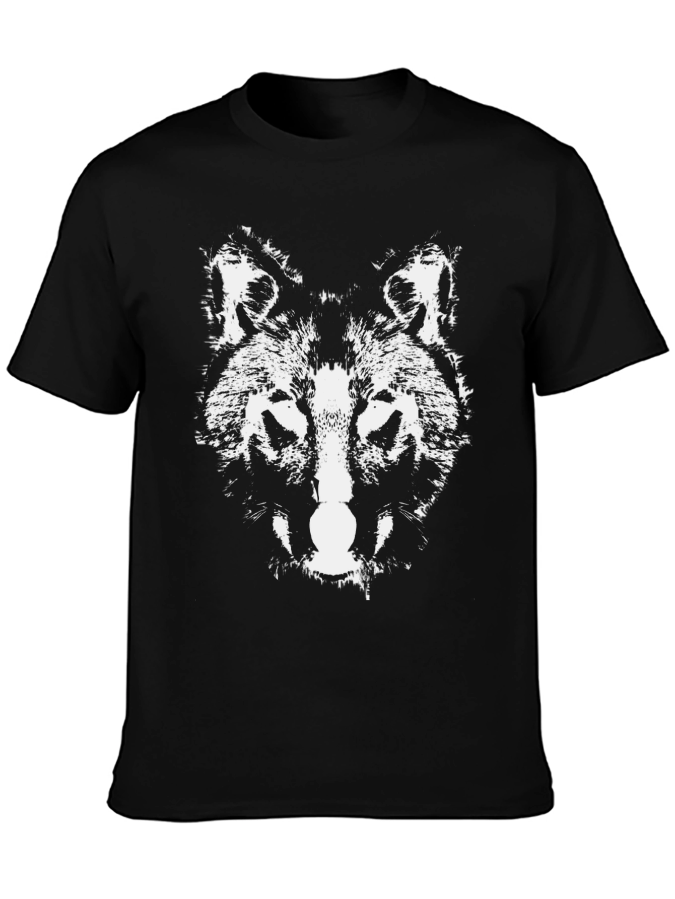 Wolf Graphic Print Black Cotton Tee