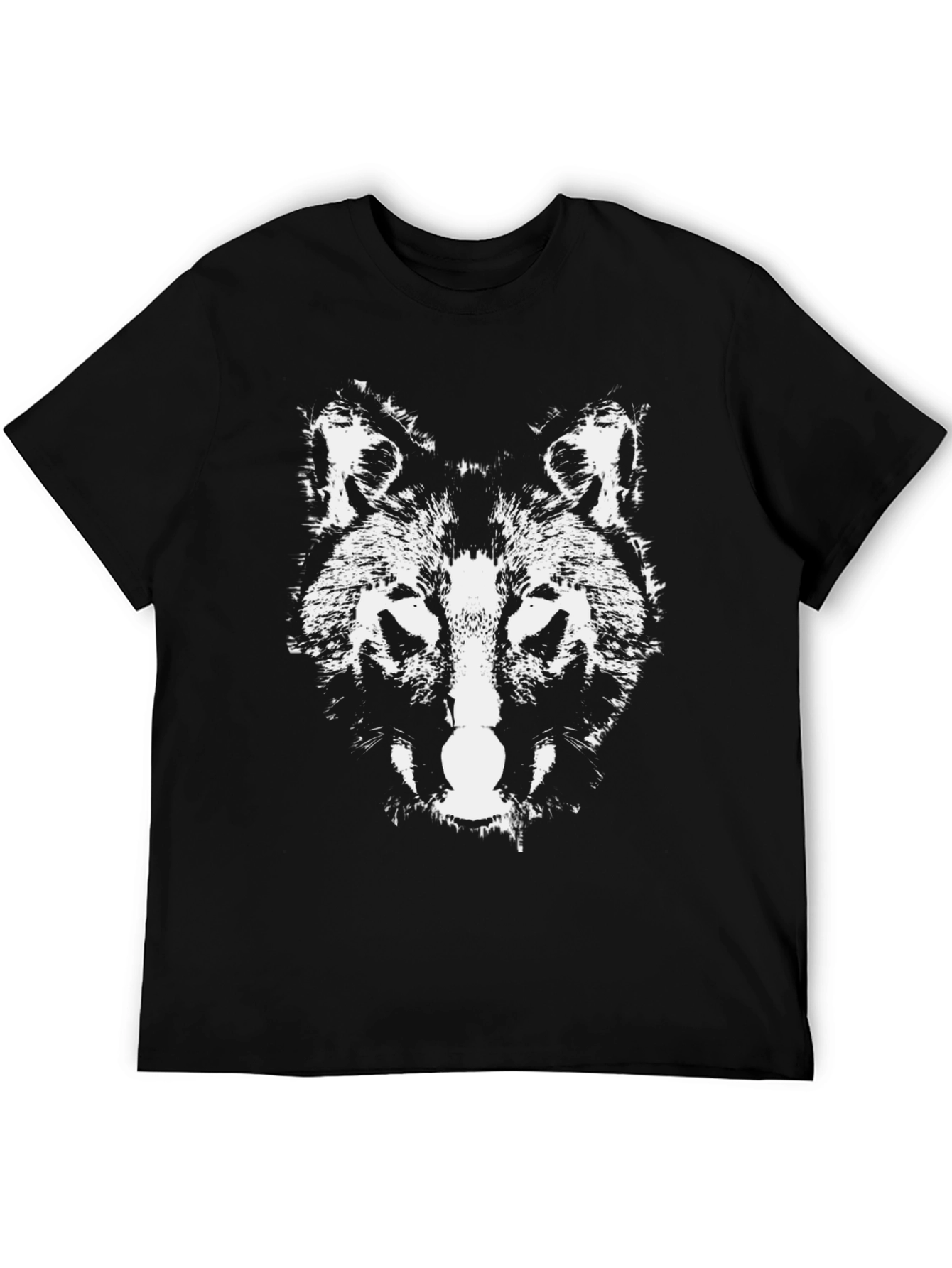 Wolf Graphic Print Black Cotton Tee