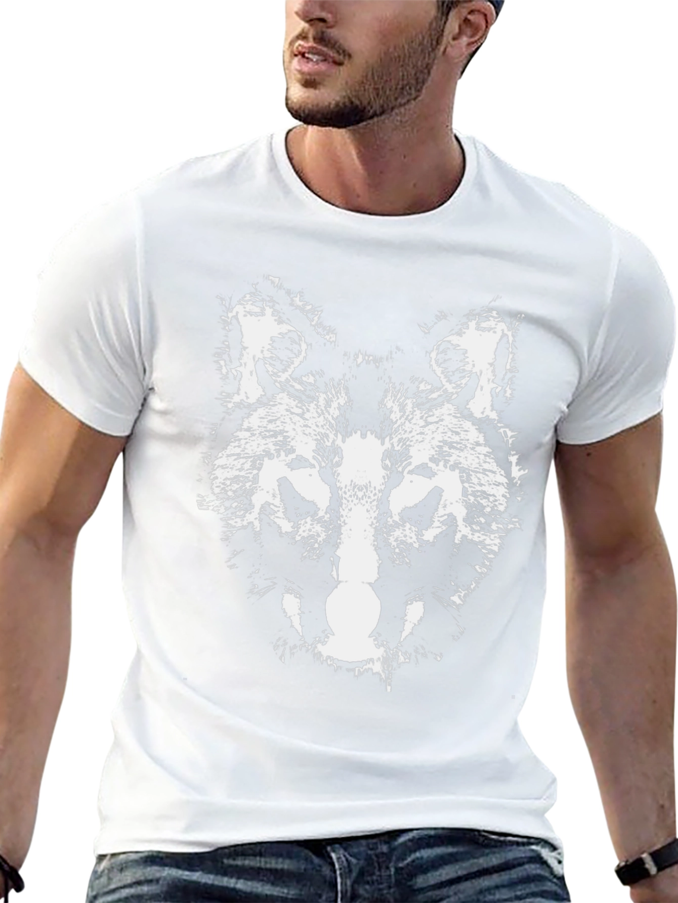 Wolf Graphic Print Black Cotton Tee