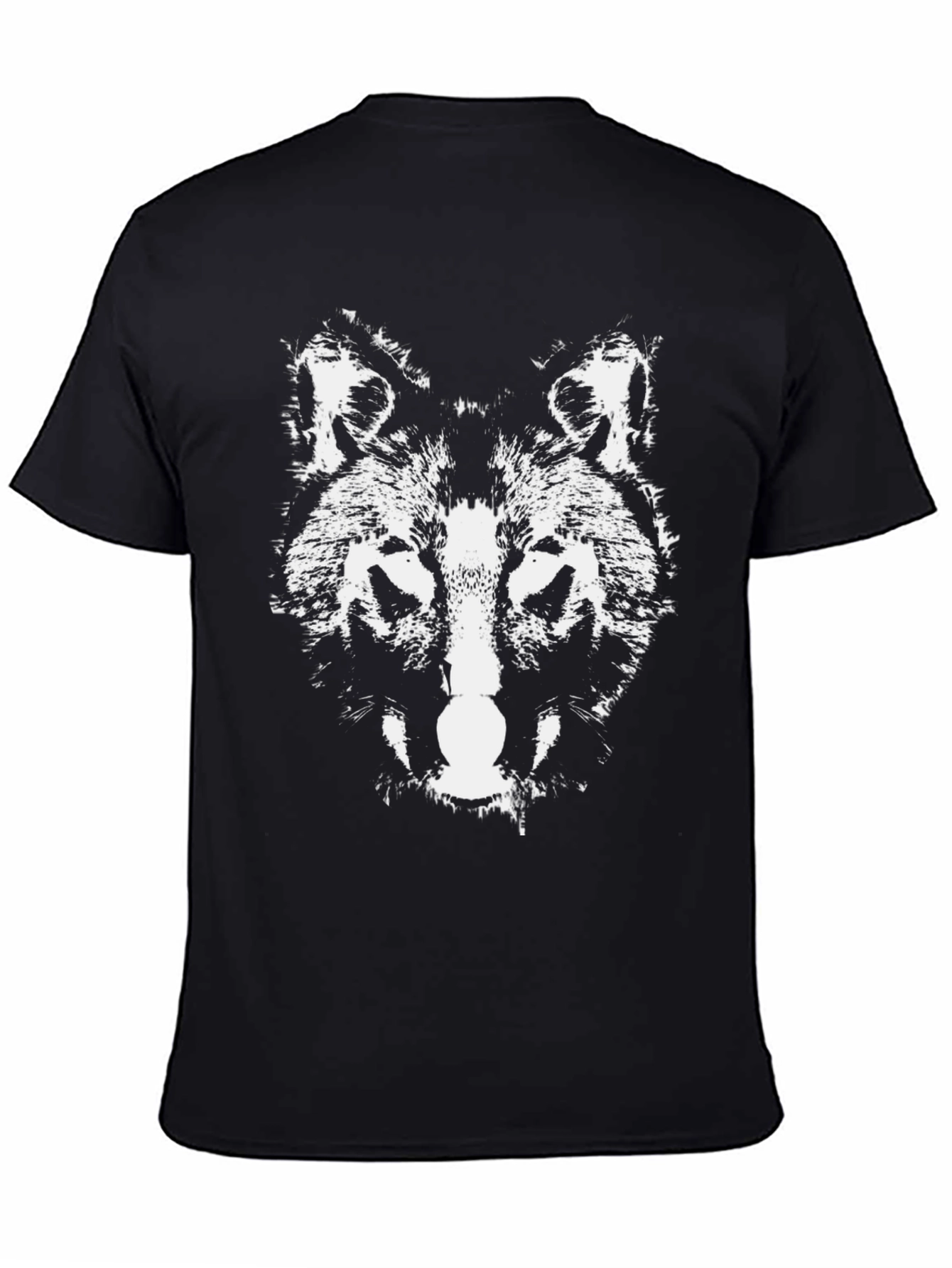 Wolf Graphic Print Black Cotton Tee