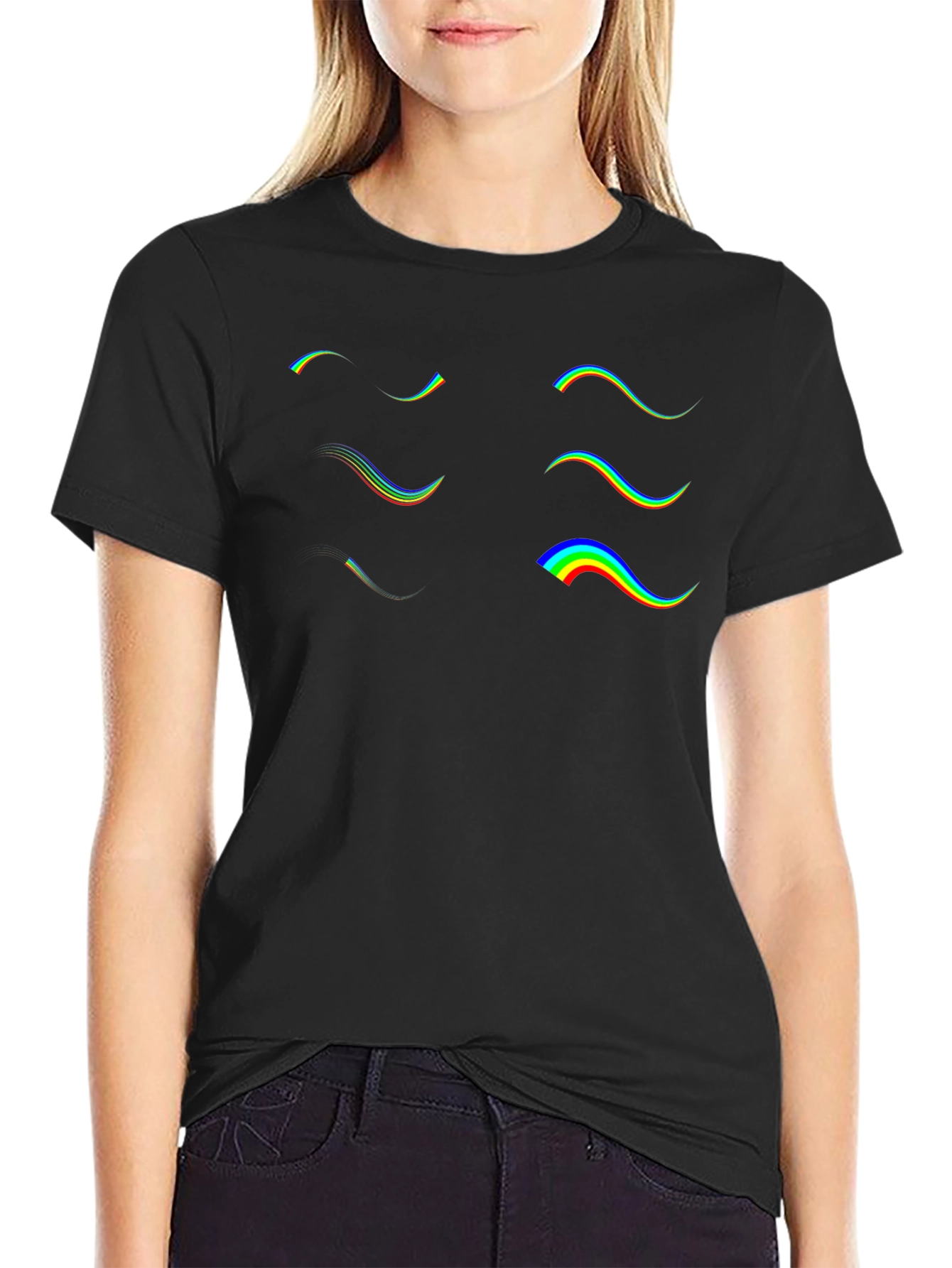 Retro Wave Graphic Tee - Black Cotton T-Shirt