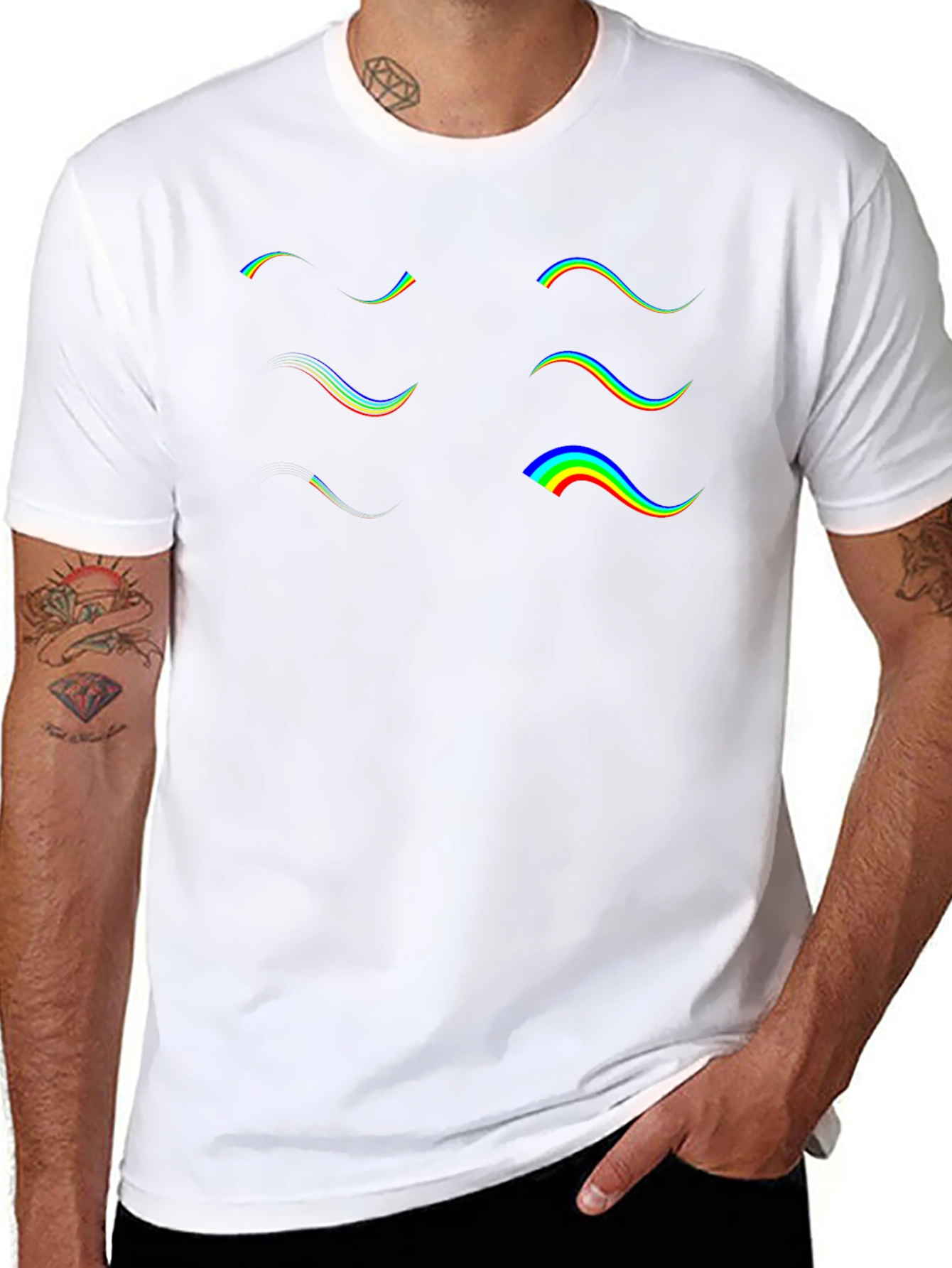 Retro Wave Graphic Tee - Black Cotton T-Shirt