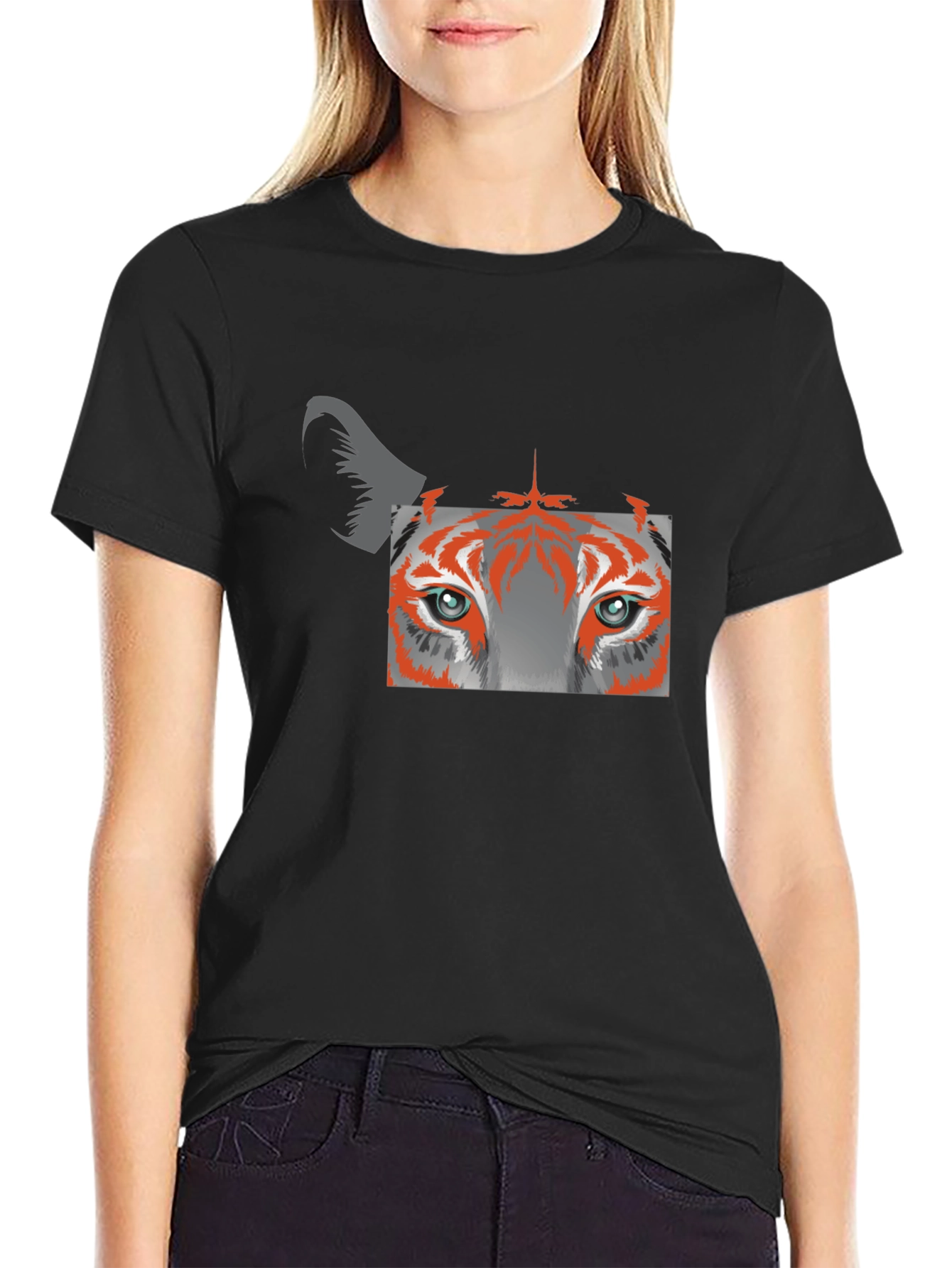 Tiger Eye Graphic Tee - Black Cotton Blend