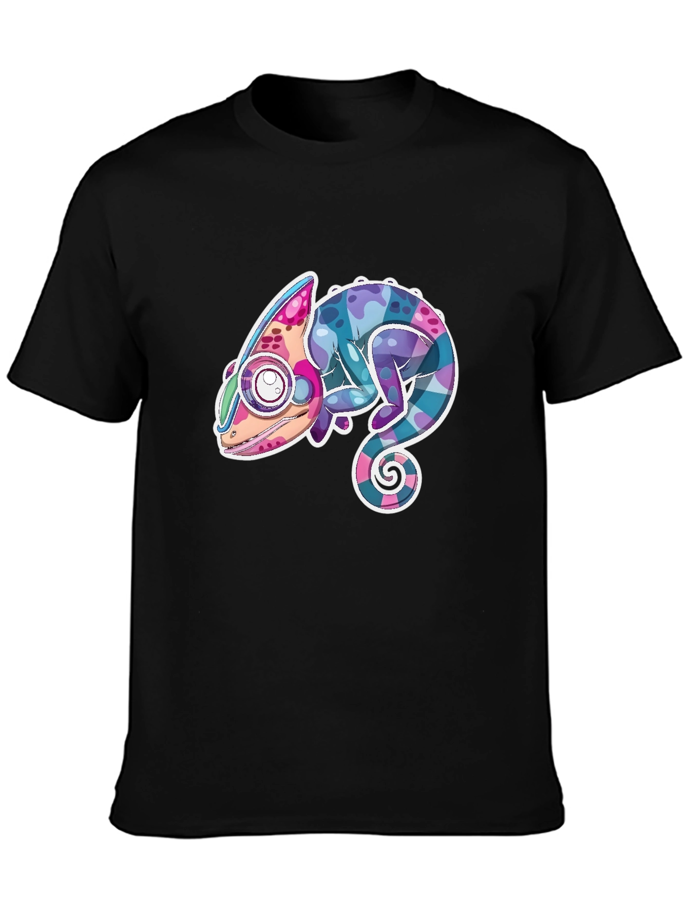 Cool Chameleon Graphic Tee - Black Cotton