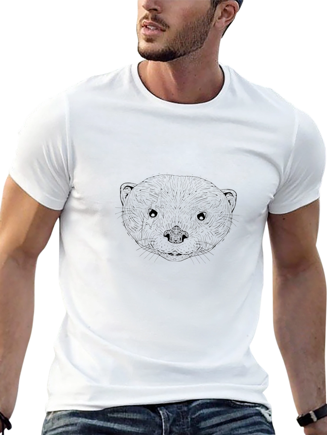 Otter Face Black T-Shirt - Unique Graphic Tee