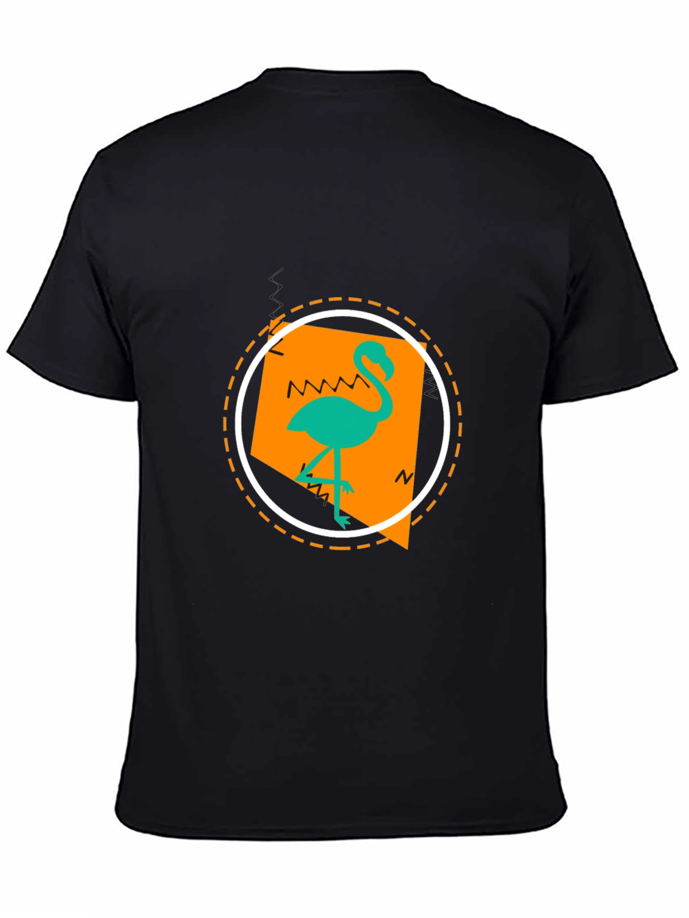 Tropical Flamingo Graphic Print Black T-Shirt