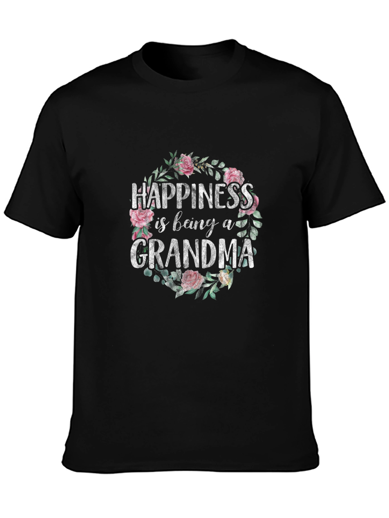 Grandma Happiness Floral Tee - Cute Family Gift