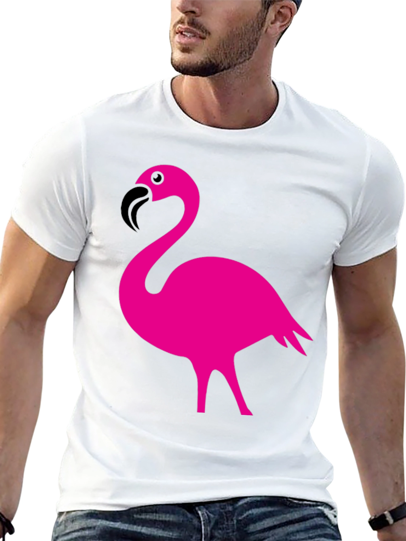 Flamingo Graphic Tee - Stylish Black Cotton T-Shirt
