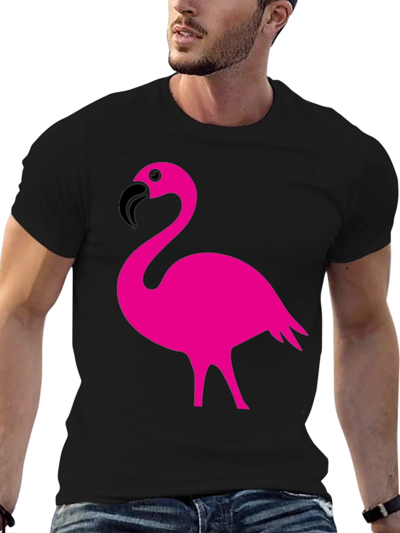 Flamingo Graphic Tee - Stylish Black Cotton T-Shirt