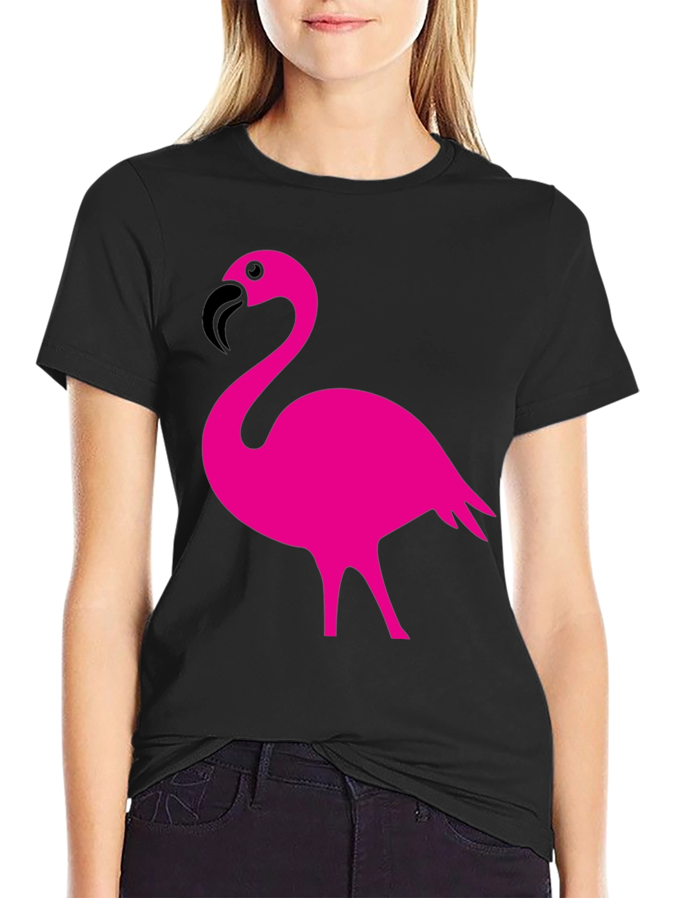 Flamingo Graphic Tee - Stylish Black Cotton T-Shirt