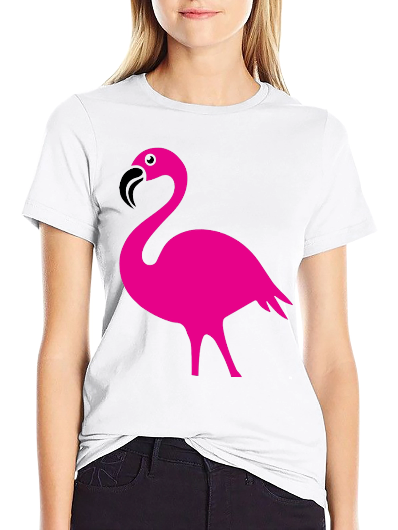 Flamingo Graphic Tee - Stylish Black Cotton T-Shirt