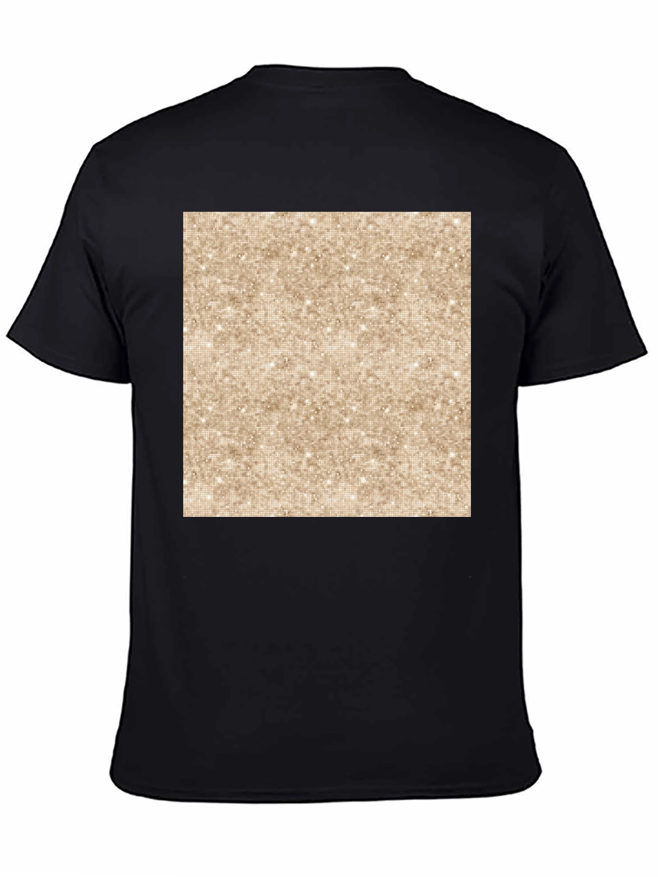 Stylish Black Tee with Glittery Gold Square Graphic