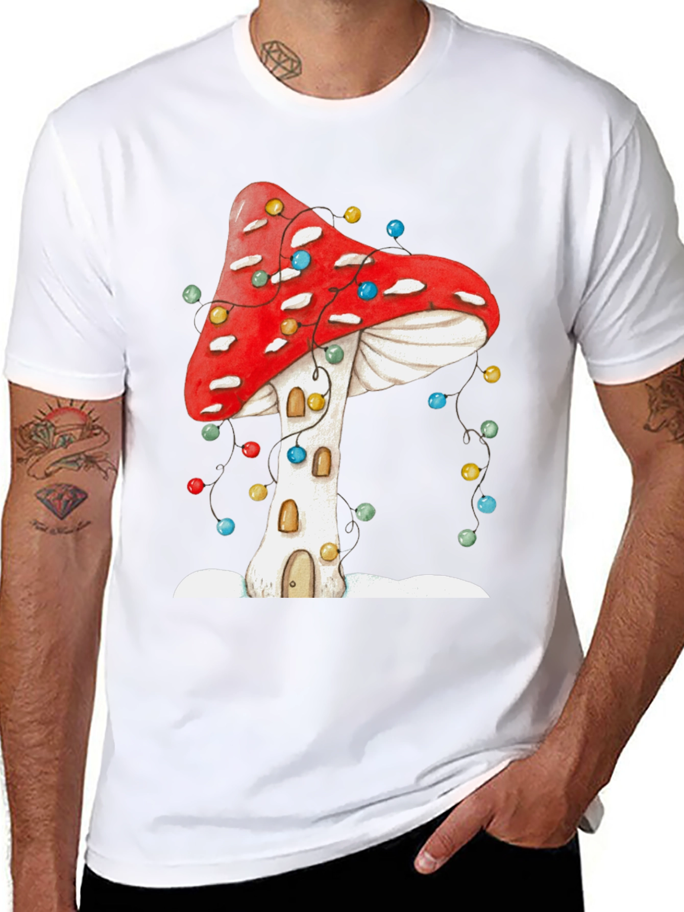 Mushroom House Christmas Light T-Shirt
