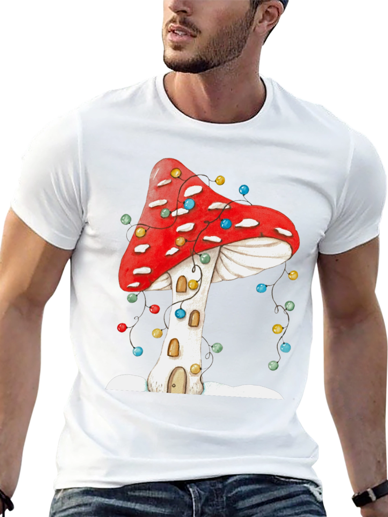 Mushroom House Christmas Light T-Shirt