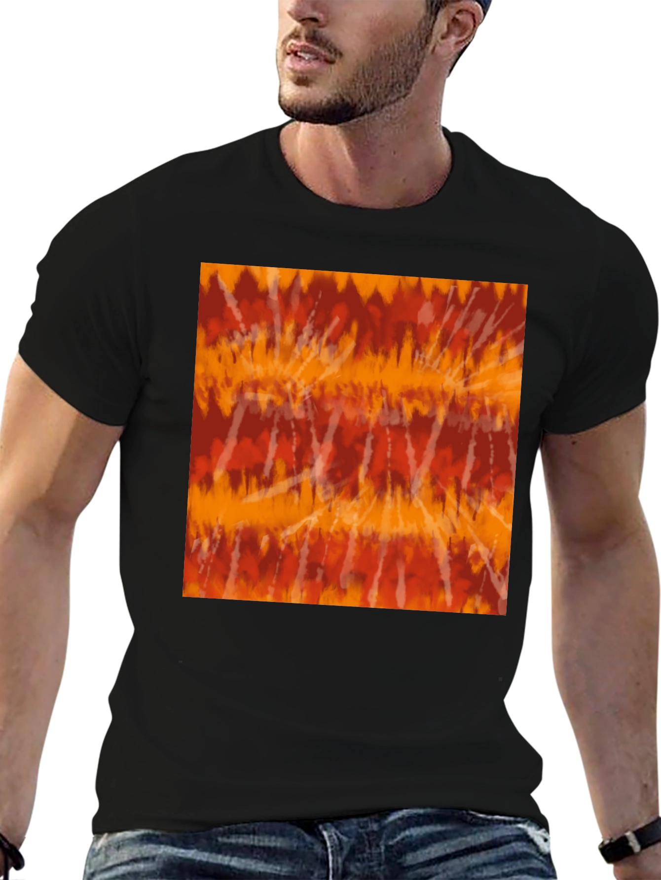 Retro Tie-Dye Graphic Tee - Casual Black T-Shirt