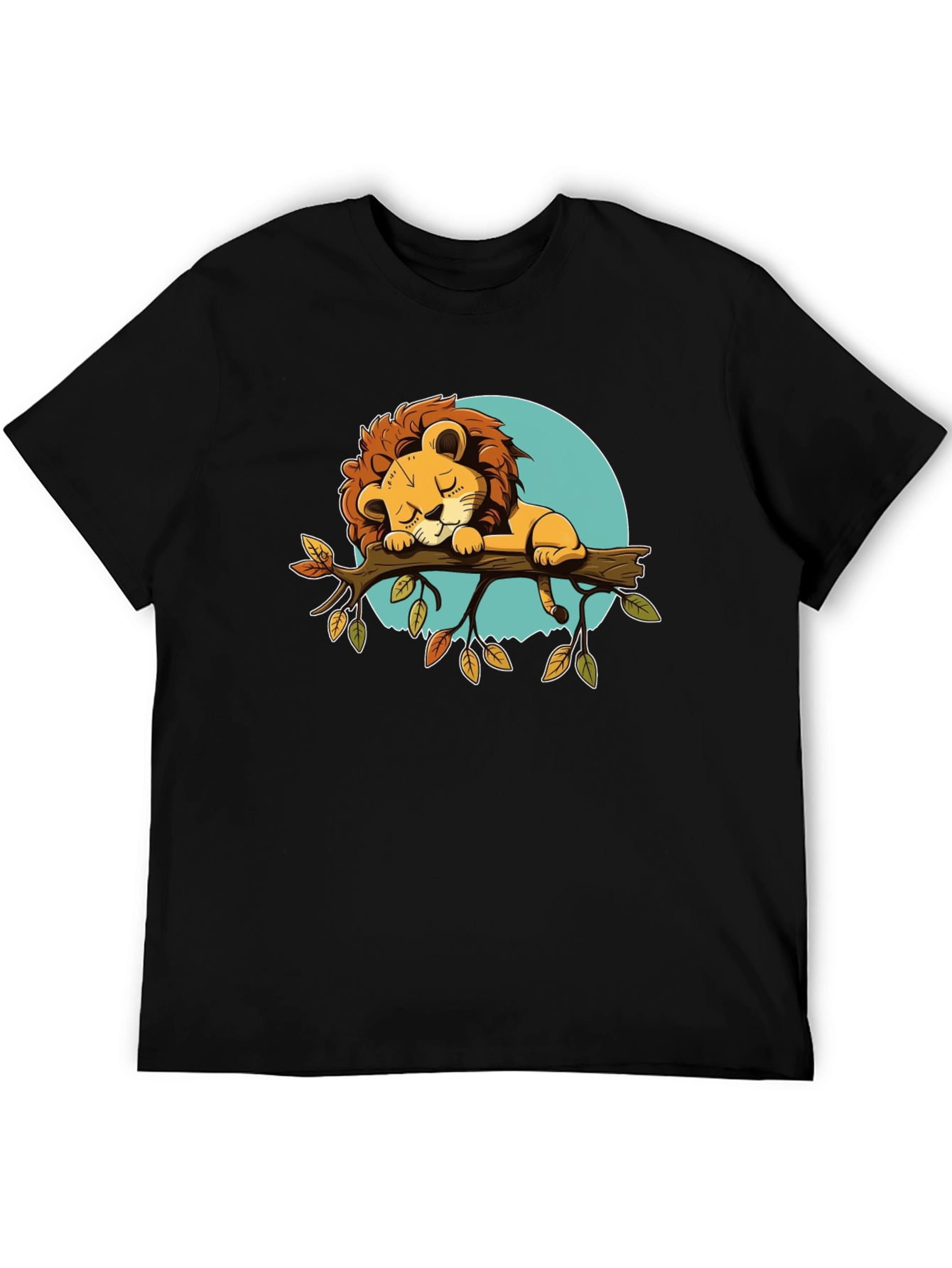 Sleeping Lion Graphic Tee - Cute Cartoon Design