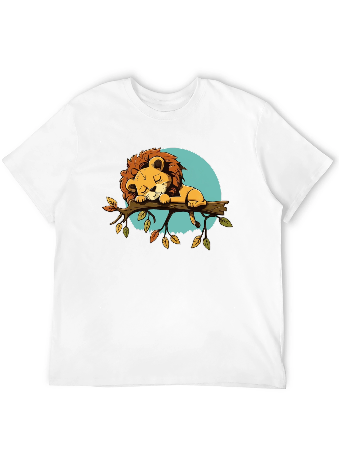 Sleeping Lion Graphic Tee - Cute Cartoon Design