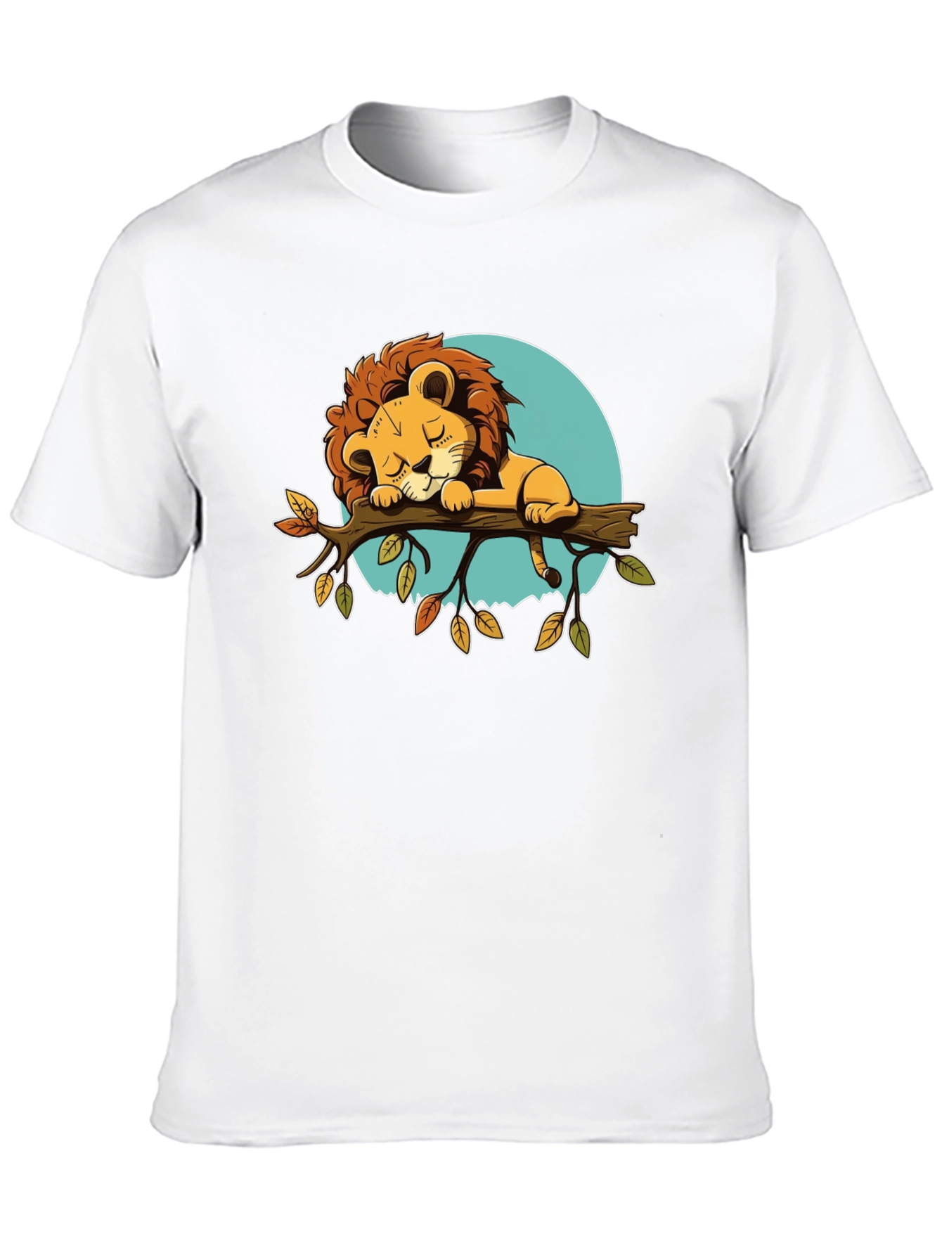 Sleeping Lion Graphic Tee - Cute Cartoon Design