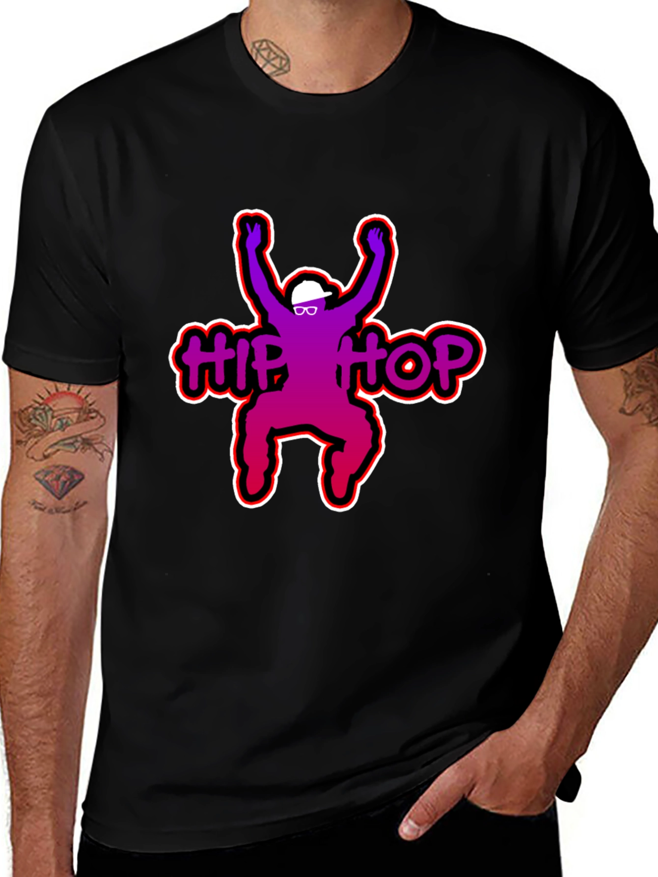 Hip Hop Graphic T-Shirt - Black Cotton Tee