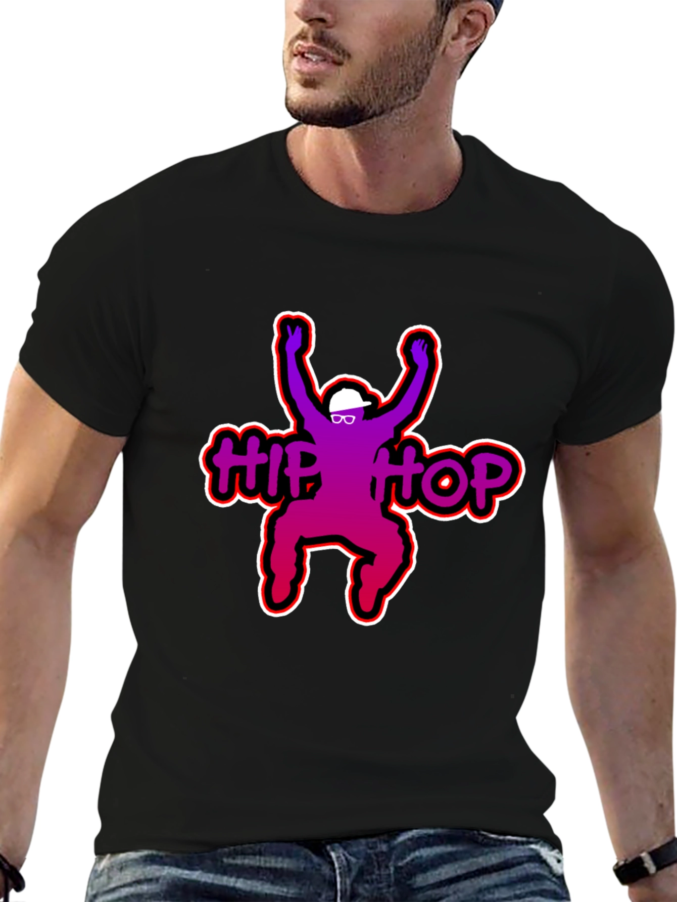 Hip Hop Graphic T-Shirt - Black Cotton Tee