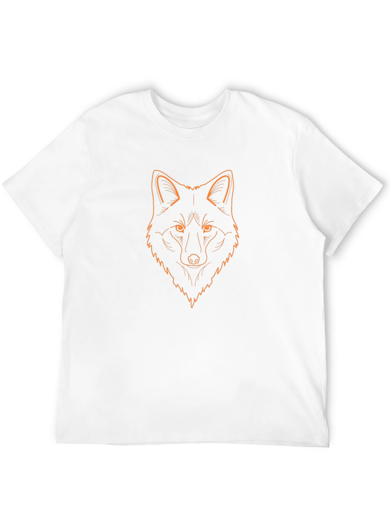 Black T-Shirt with Orange Fox Head Outline Design