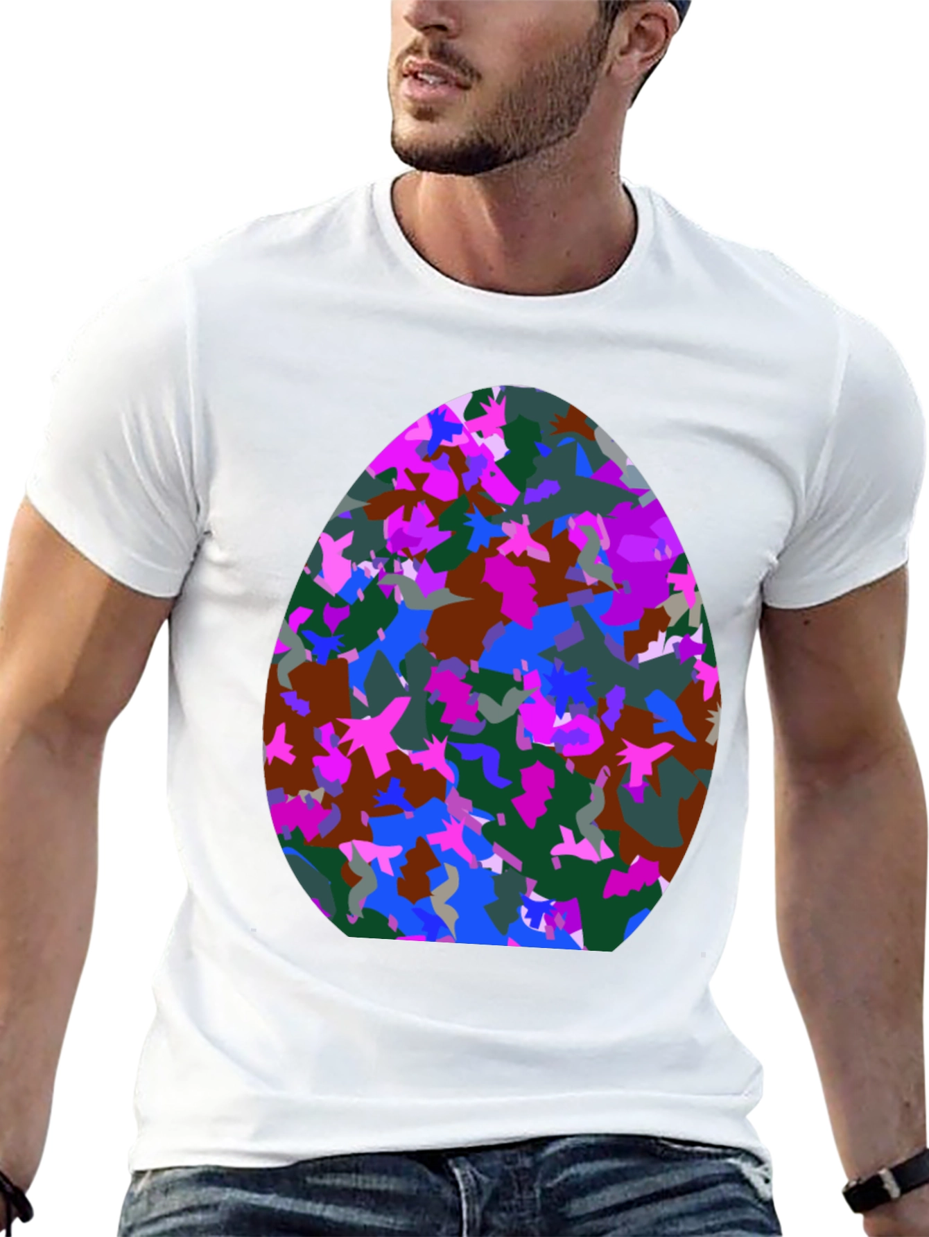 Abstract Egg Pattern Black T-Shirt