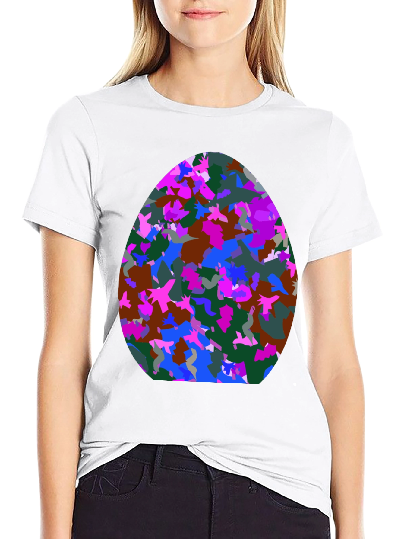 Abstract Egg Pattern Black T-Shirt