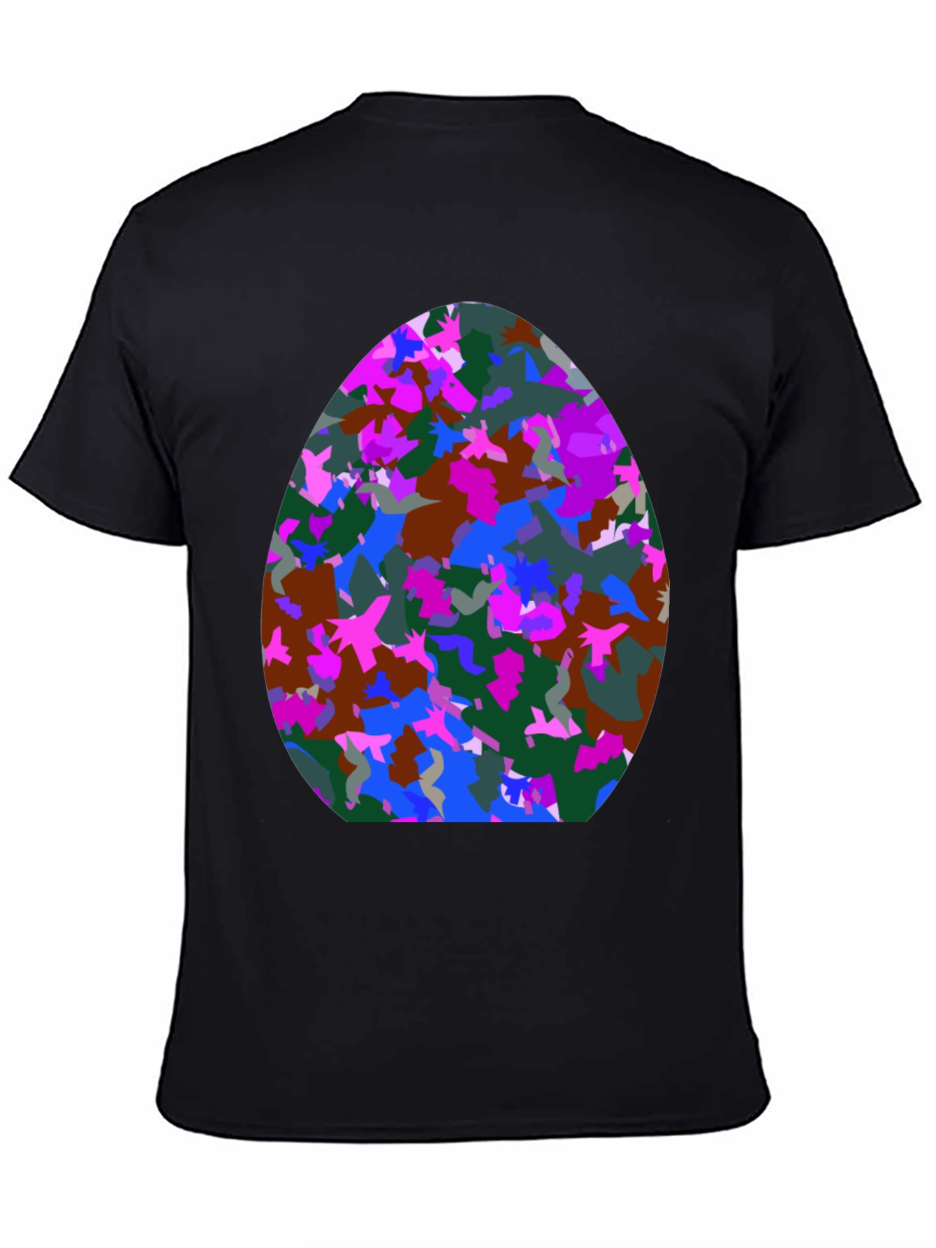 Abstract Egg Pattern Black T-Shirt