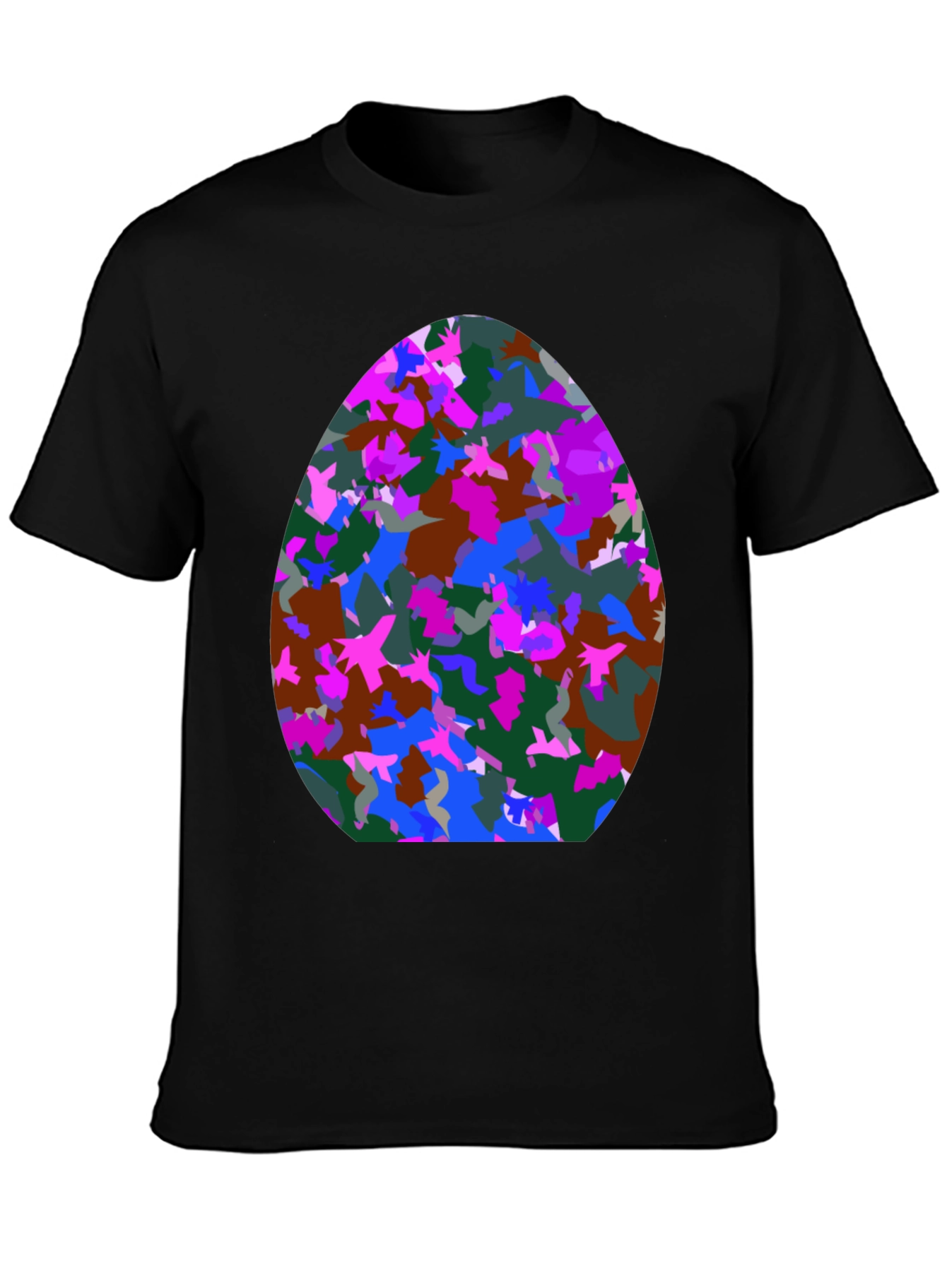 Abstract Egg Pattern Black T-Shirt