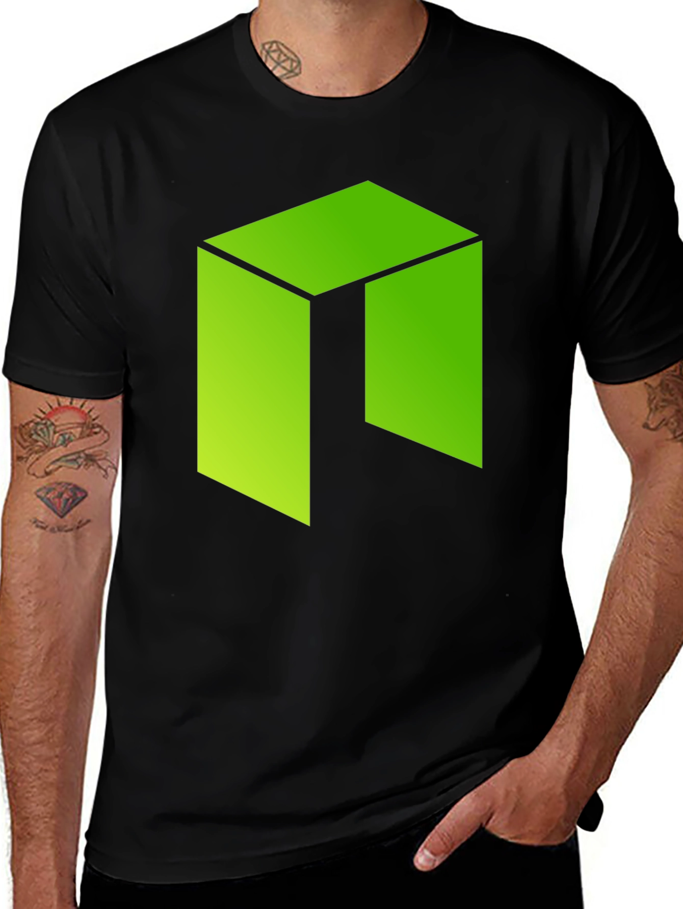 Geometric Green Logo Graphic T-Shirt