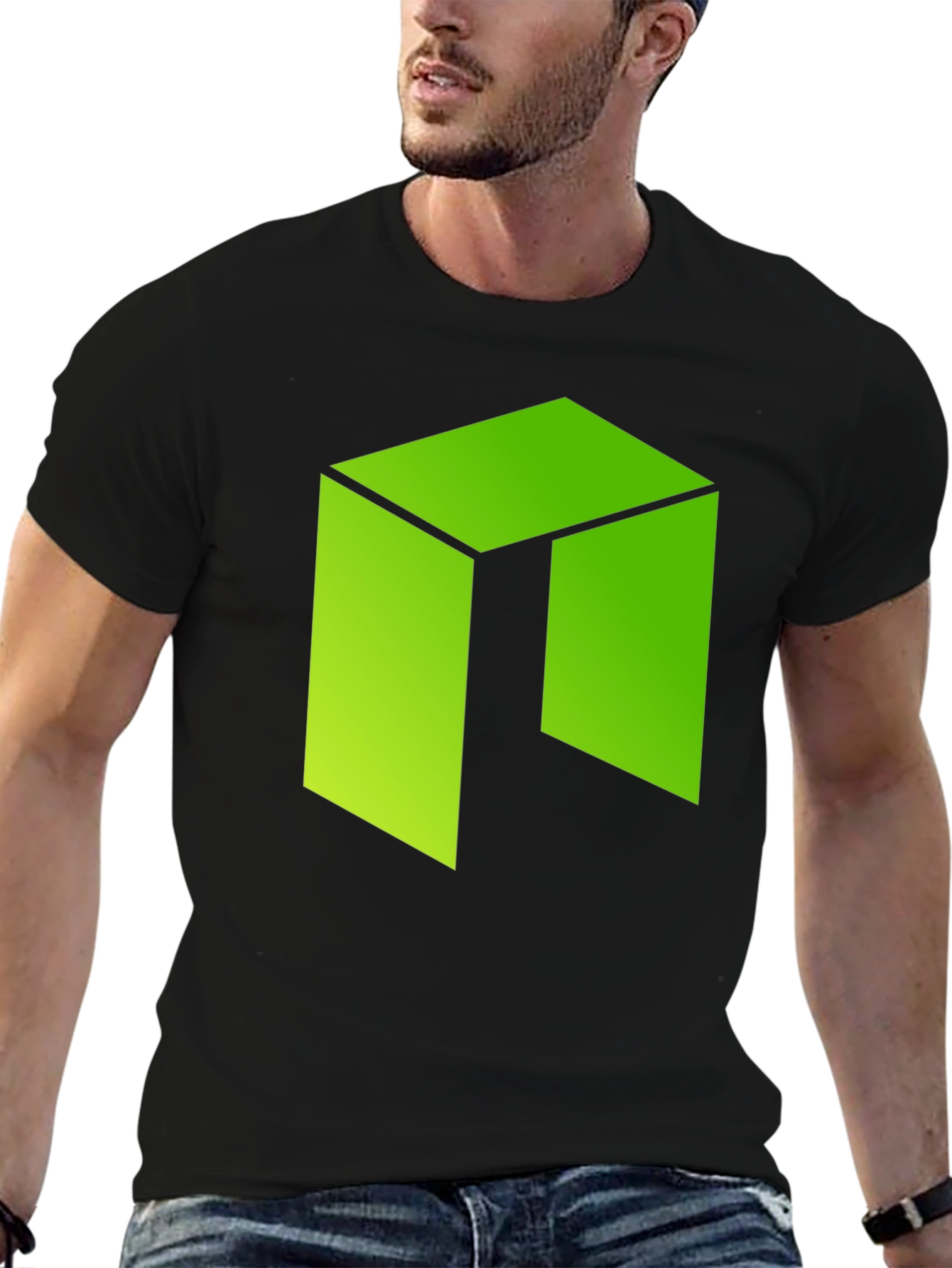 Geometric Green Logo Graphic T-Shirt