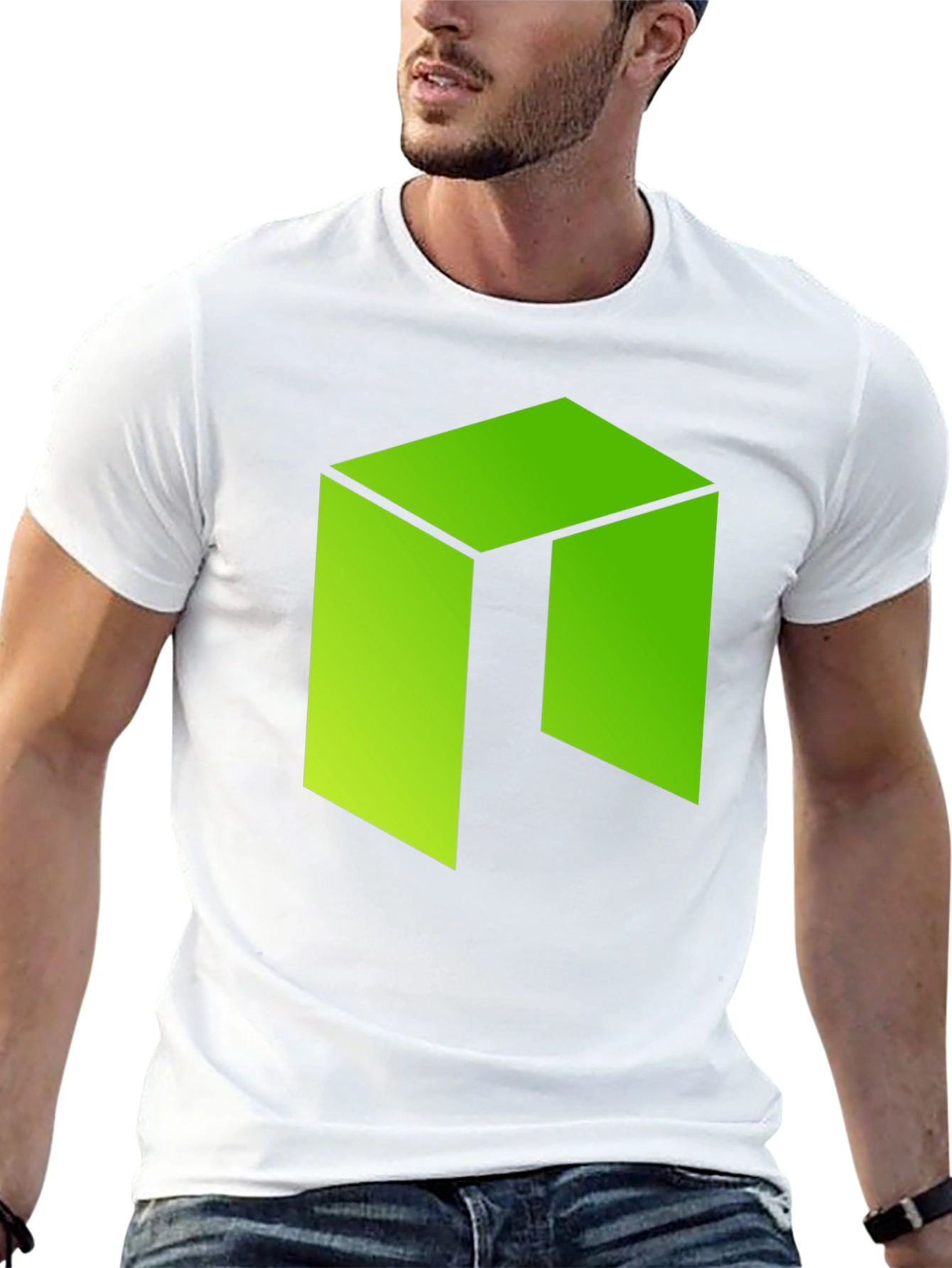Geometric Green Logo Graphic T-Shirt